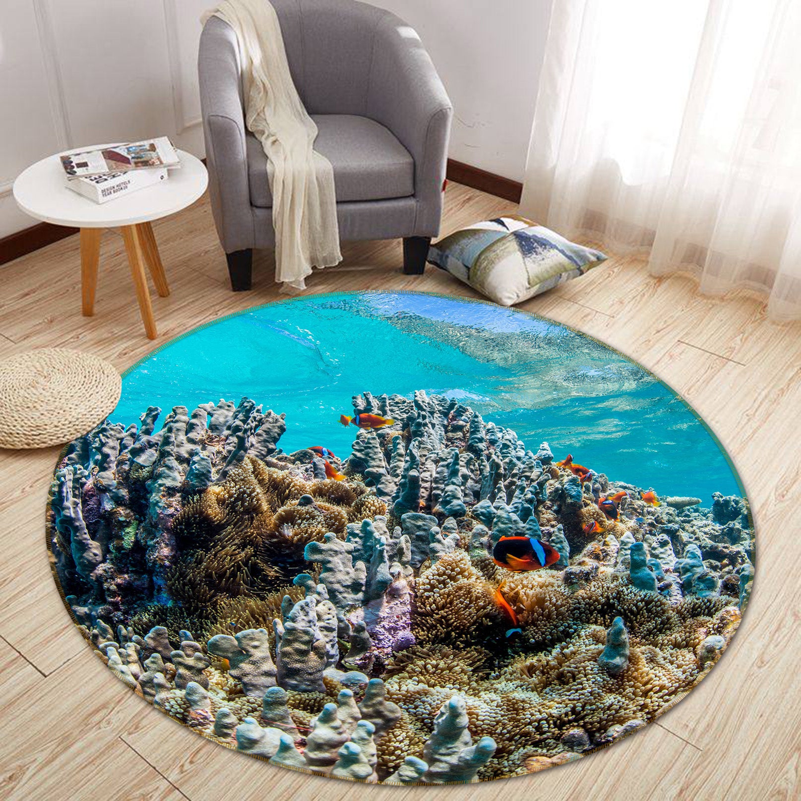 3D Coral 38094 Animal Round Non Slip Rug Mat
