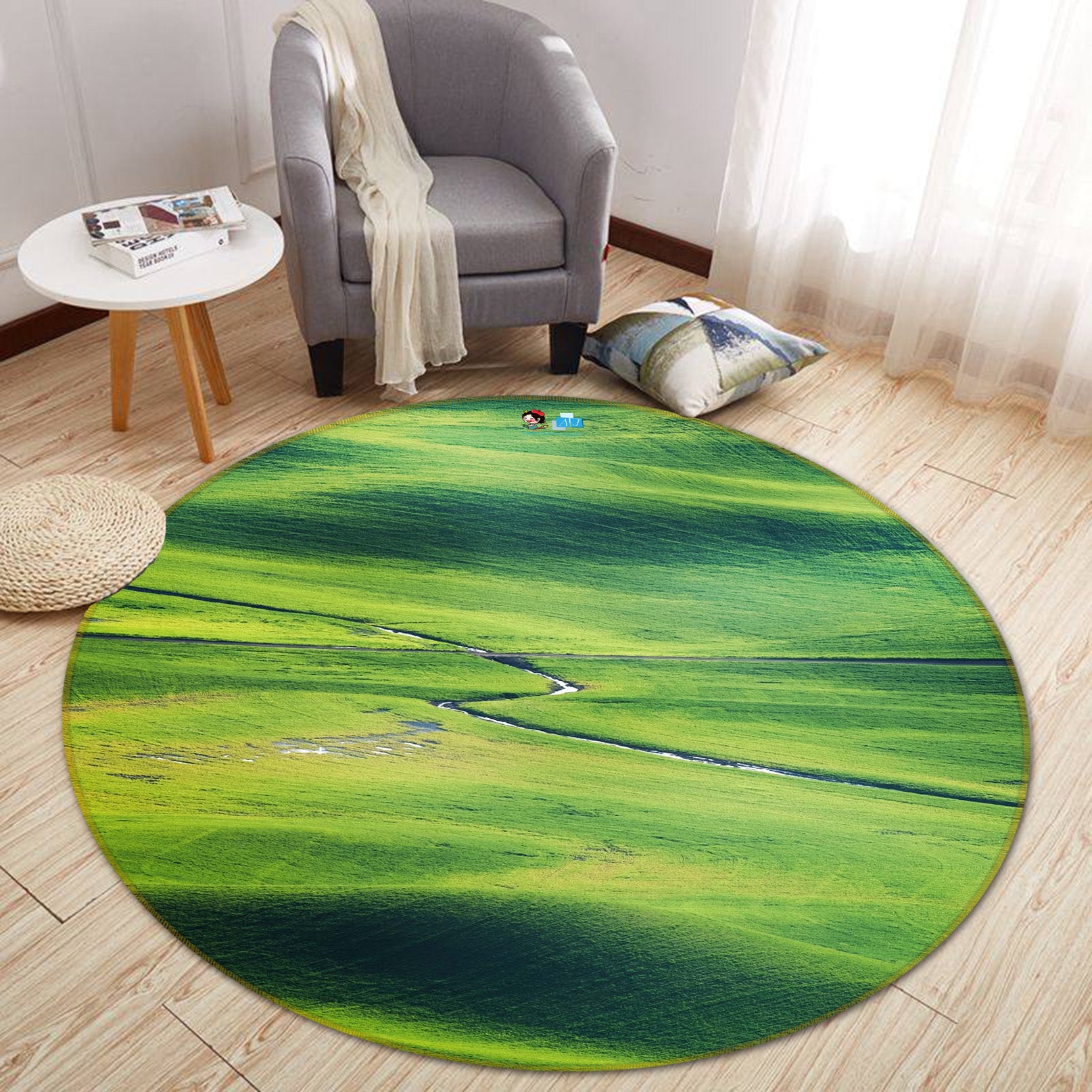 3D Green 64093 Round Non Slip Rug Mat