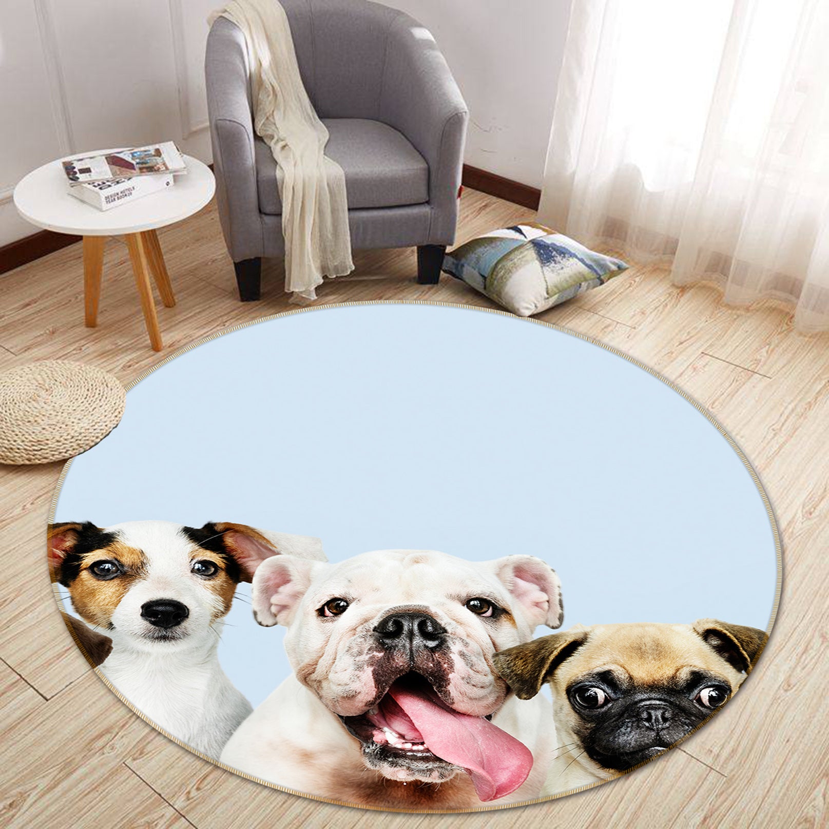 3D Dogs 82185 Animal Round Non Slip Rug Mat