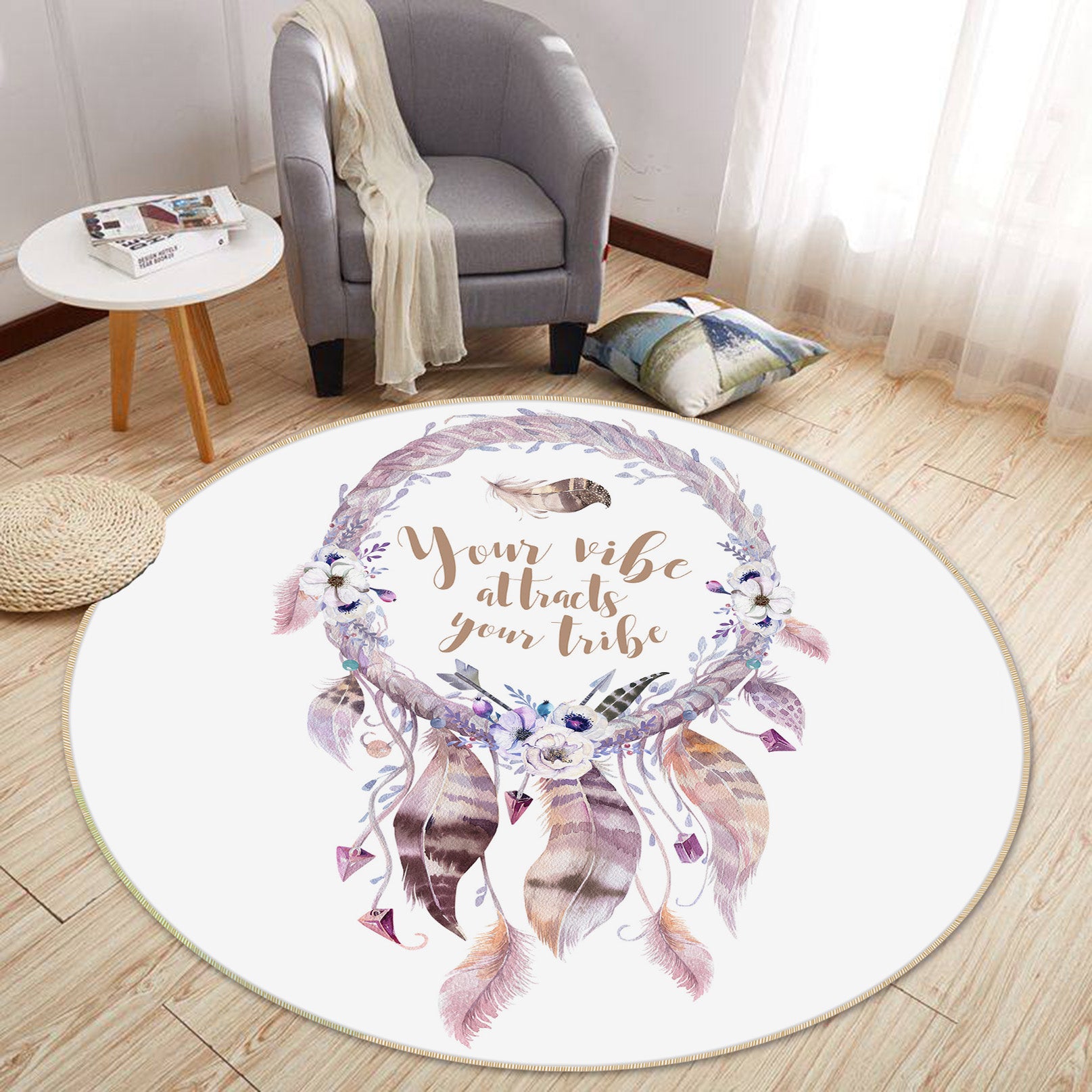 3D Dreamcatcher 29018 Round Non Slip Rug Mat