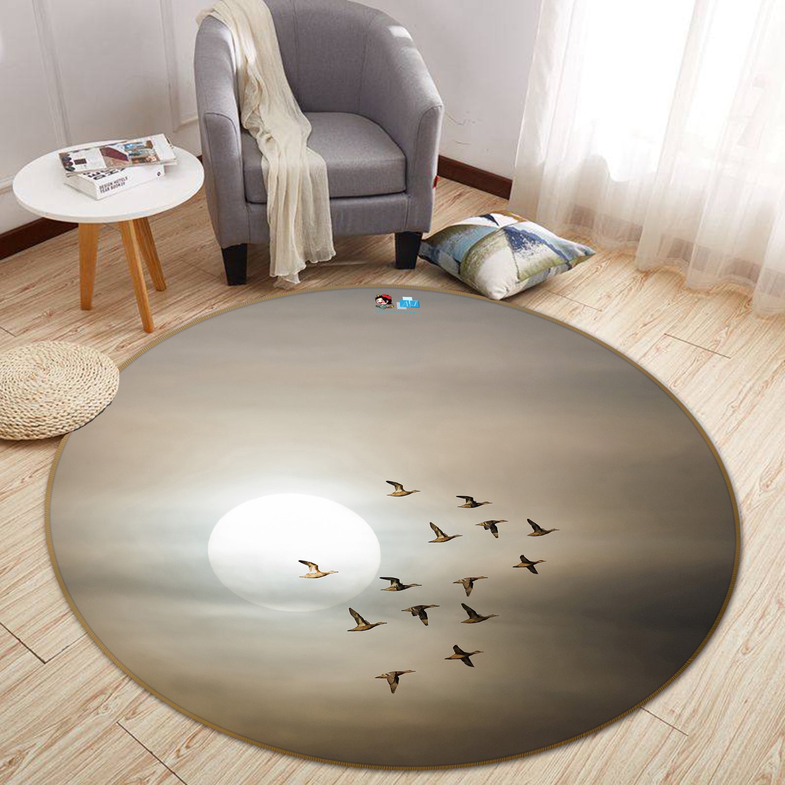 3D Wild Goose 64114 Round Non Slip Rug Mat