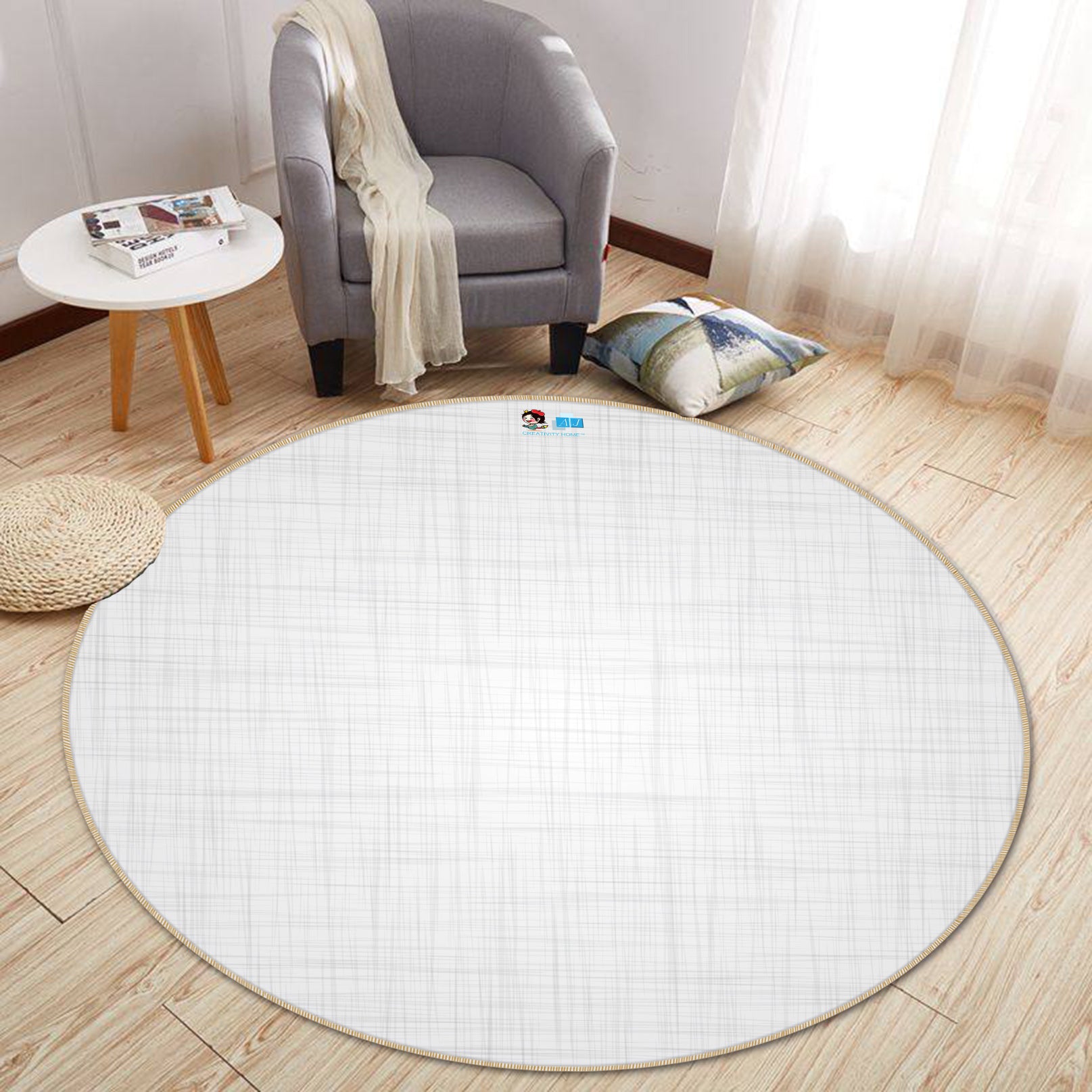 3D White 64103 Round Non Slip Rug Mat