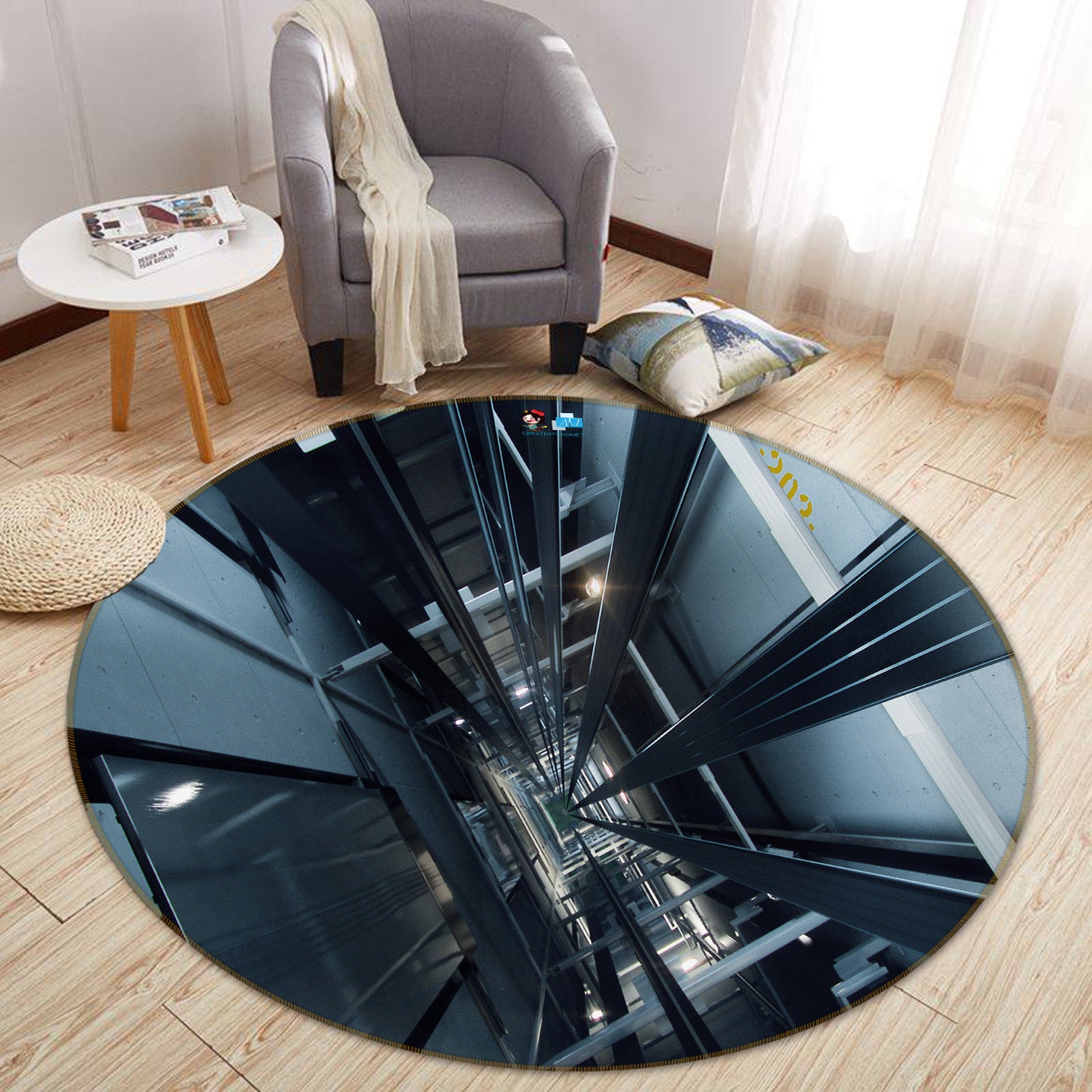 3D Elevator 74018 Round Non Slip Rug Mat