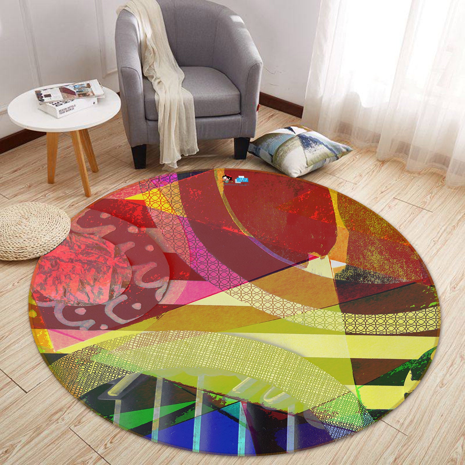 3D Color Pattern 191109 Shandra Smith Rug Round Non Slip Rug Mat