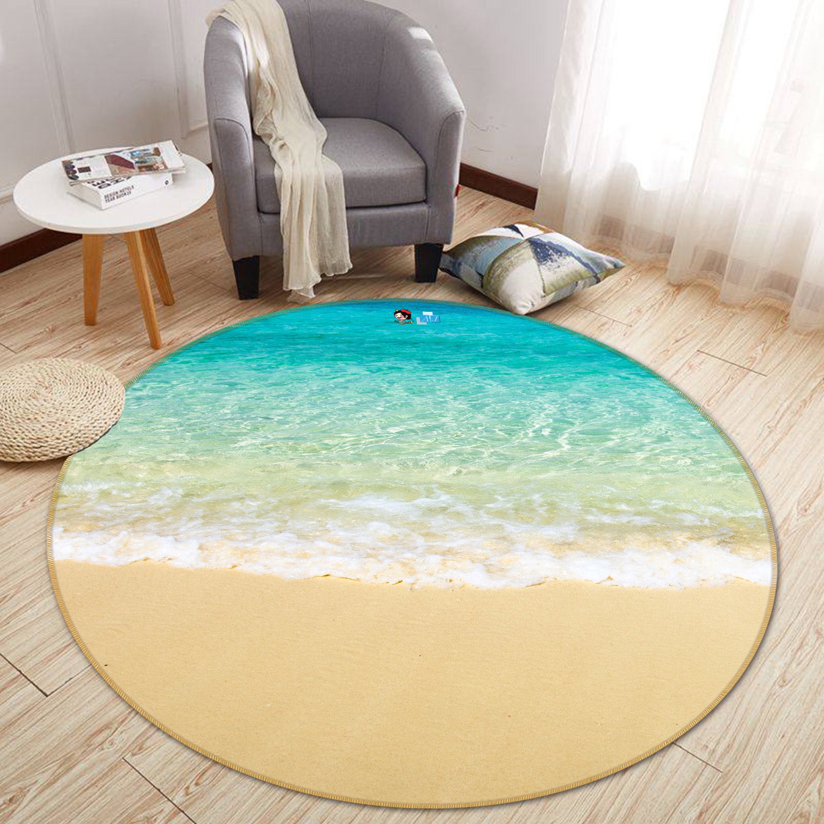 3D Seaside 72039 Round Non Slip Rug Mat