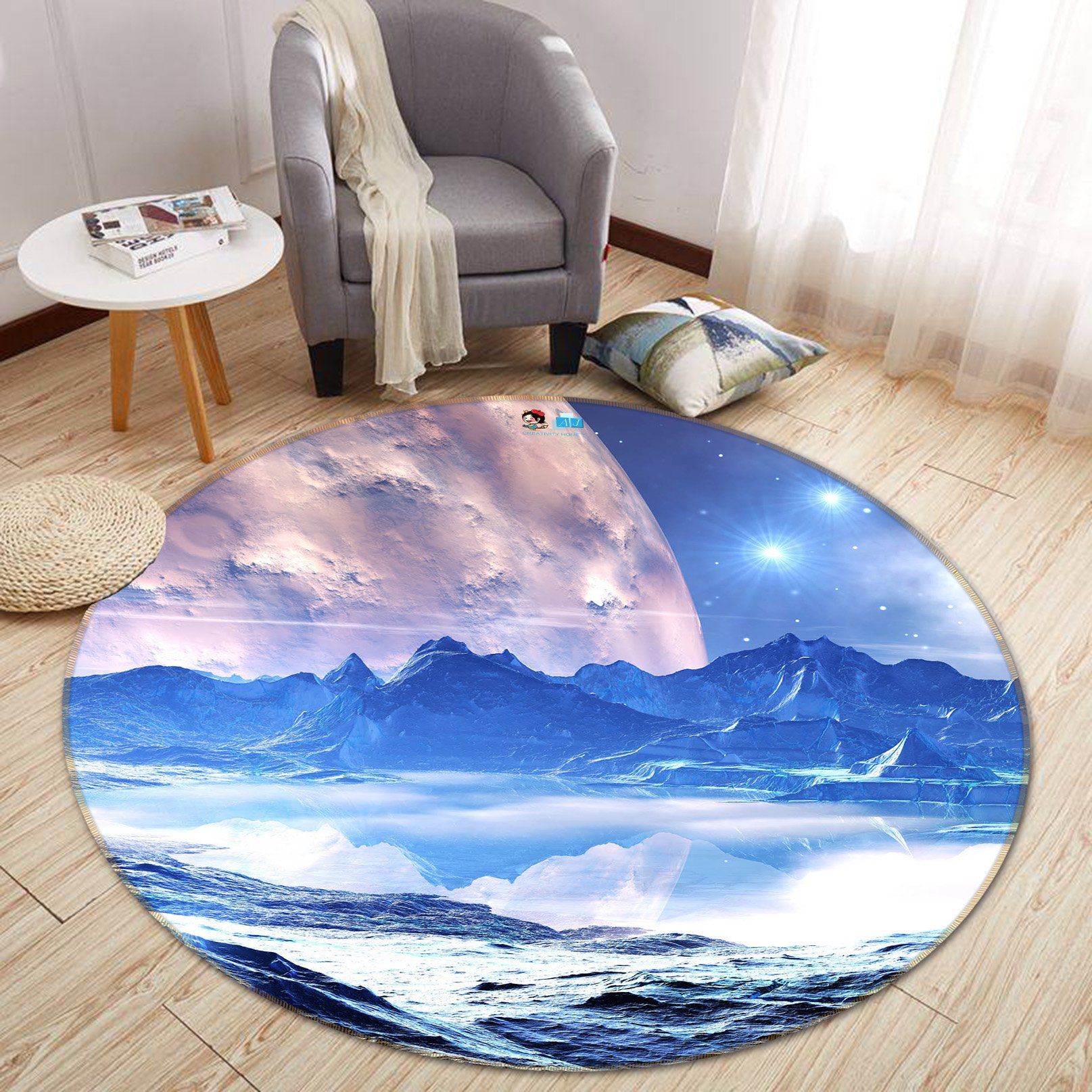 3D Moon Stars 332 Round Non Slip Rug Mat Mat AJ Creativity Home 
