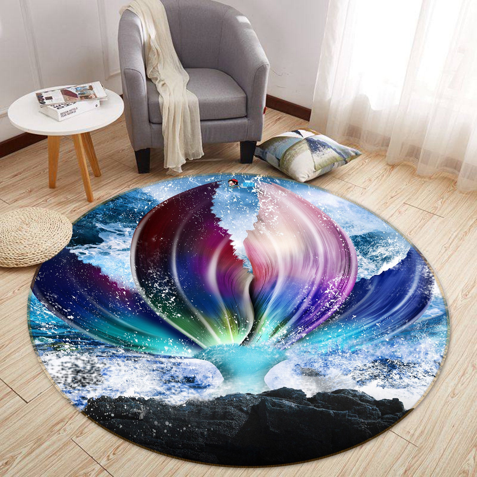 3D Mermaid Tail 80280 Round Non Slip Rug Mat