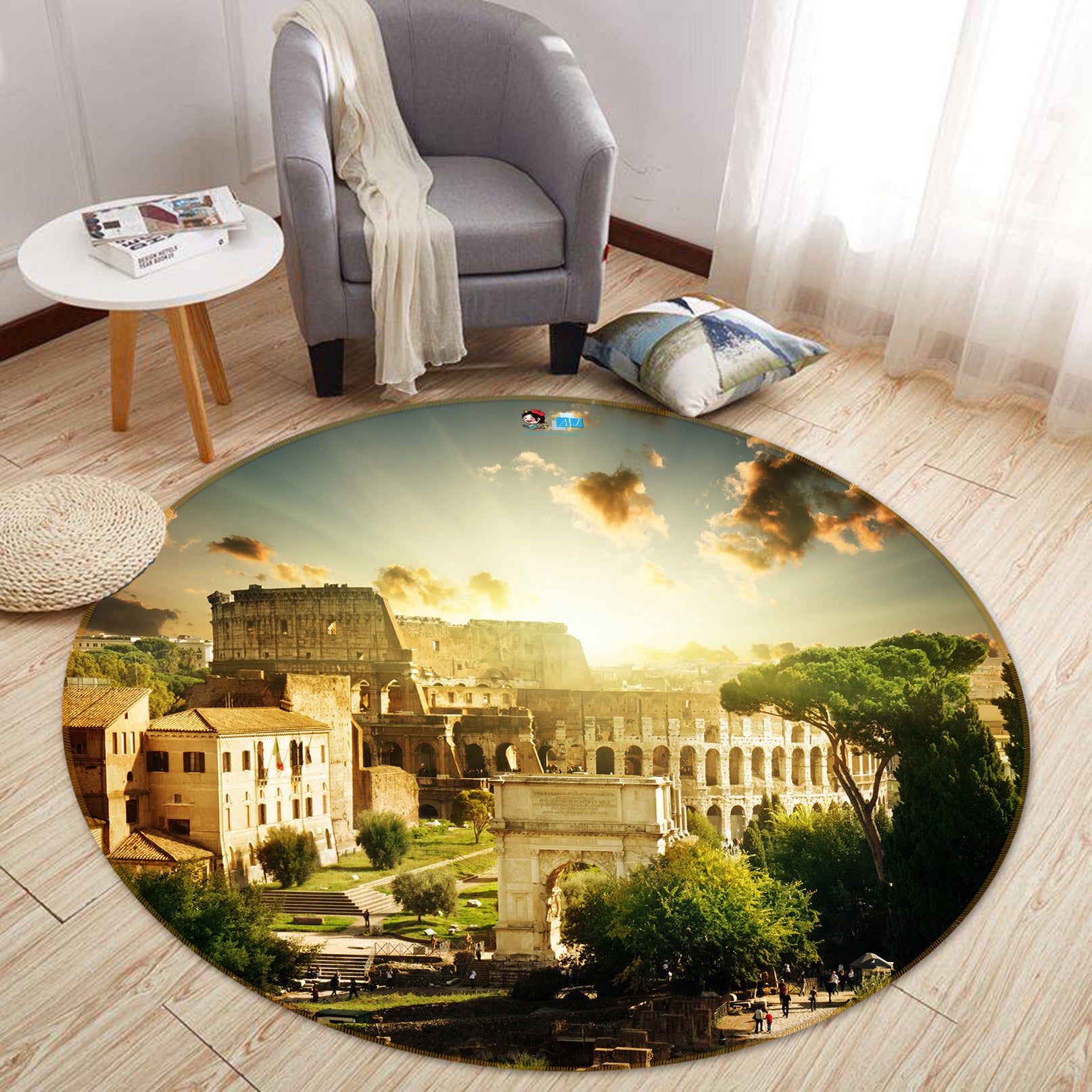 3D Building 72229 Round Non Slip Rug Mat