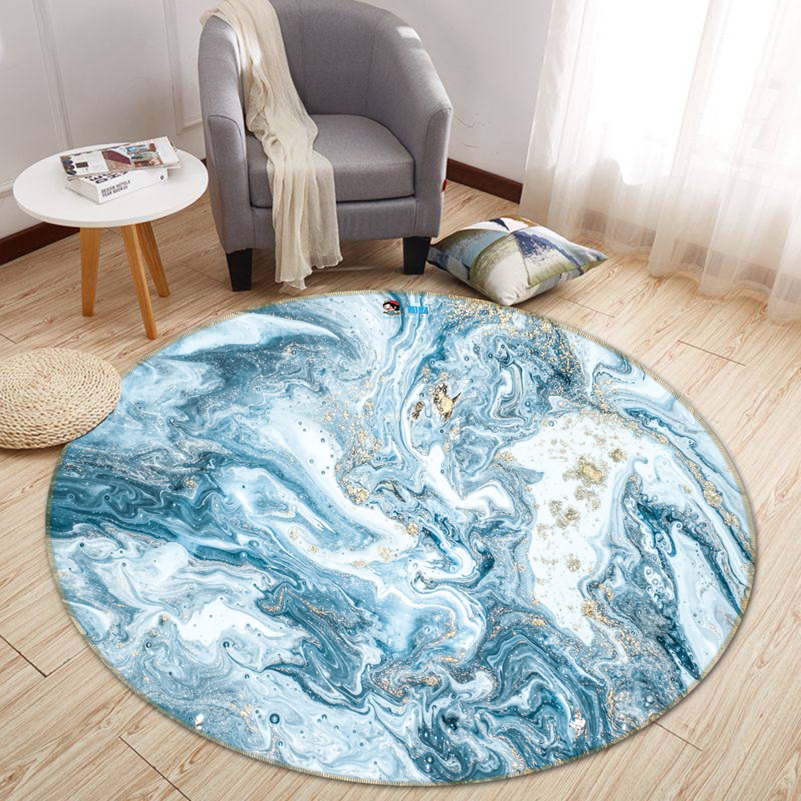 3D Blue Marble Texture 2661 Round Non Slip Rug Mat Mat AJ Creativity Home 