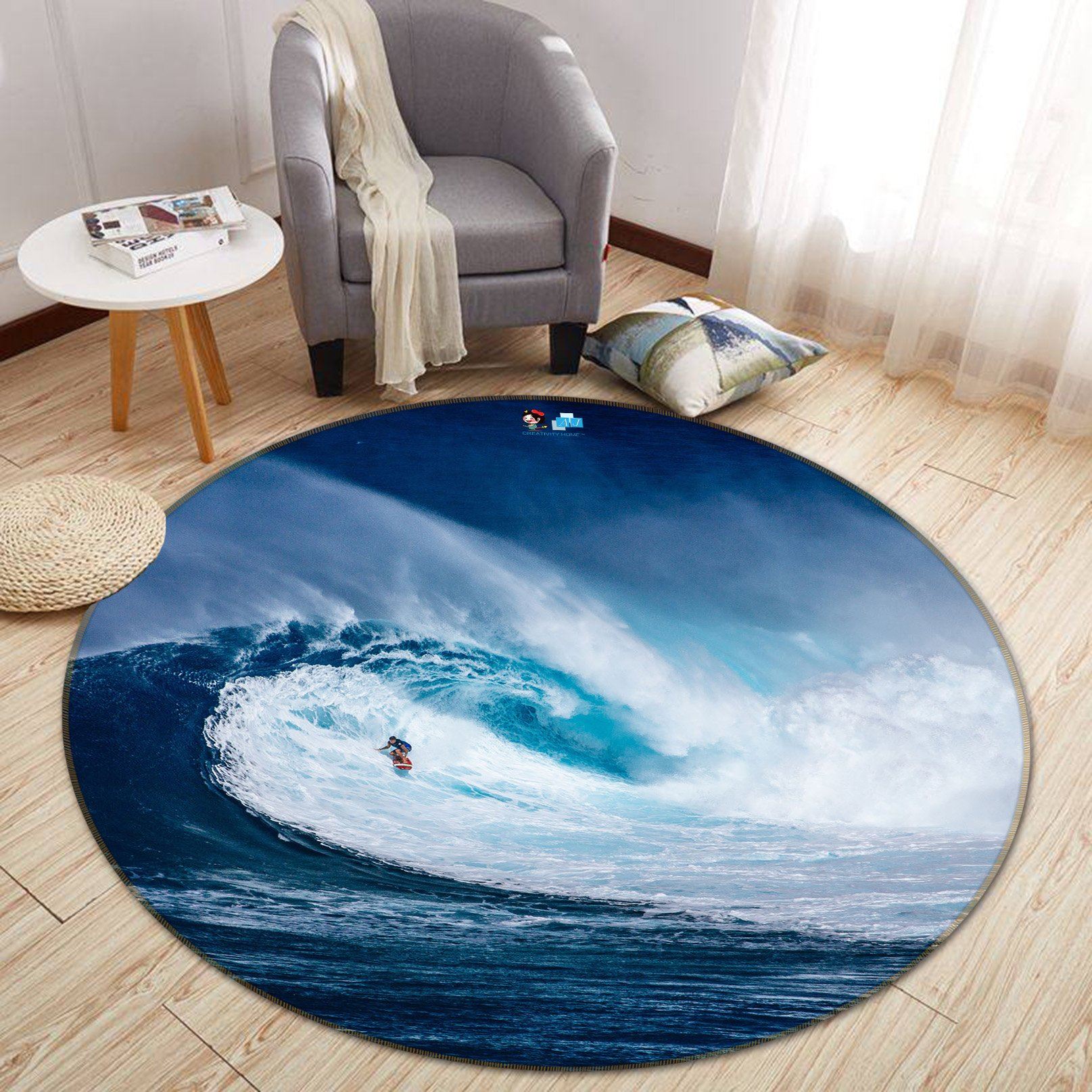 3D Fierce Surf 132 Round Non Slip Rug Mat Mat AJ Creativity Home 