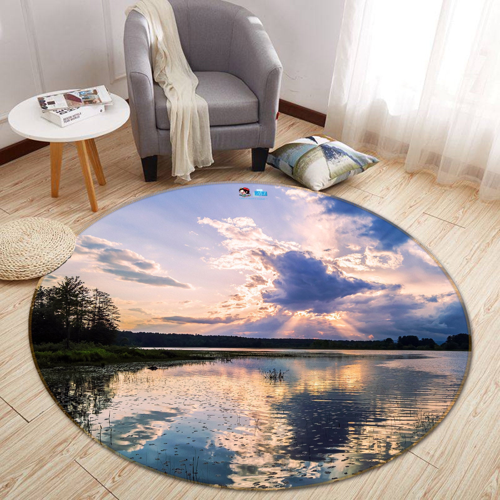 3D Reflecting Sunset 85143 Jerry LoFaro Rug Round Non Slip Rug Mat
