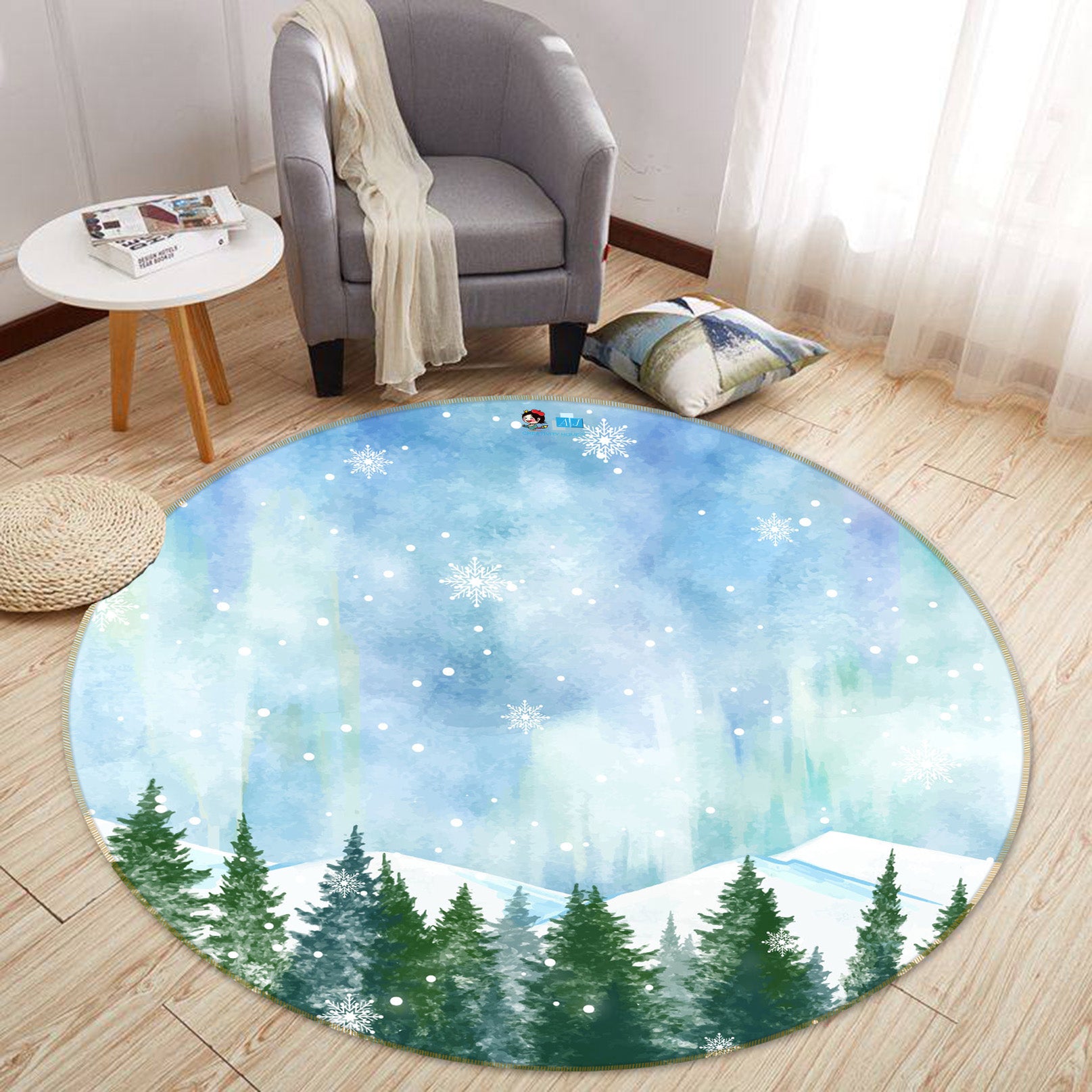 3D Sky Forest 71278 Round Non Slip Rug Mat