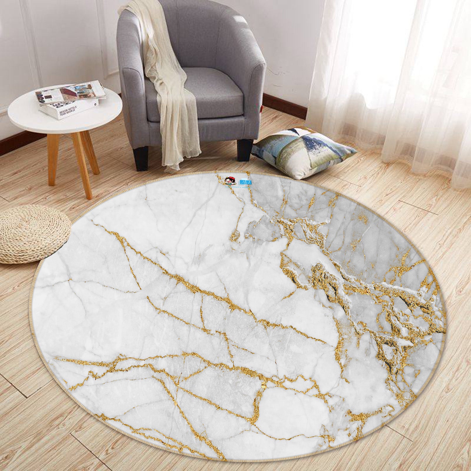 3D Marbling 69191 Round Non Slip Rug Mat