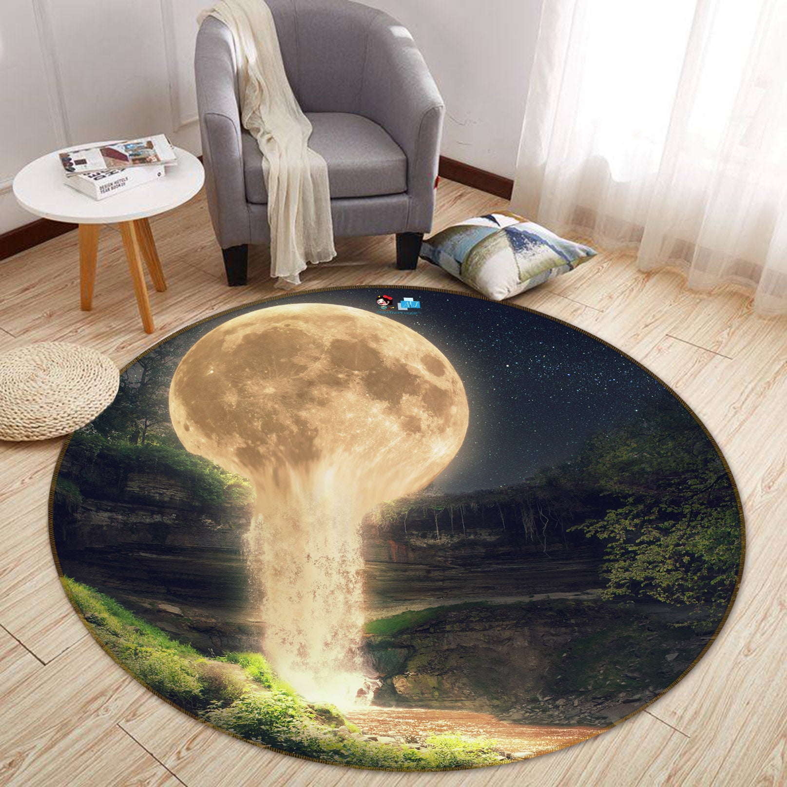 3D Moon 69179 Round Non Slip Rug Mat