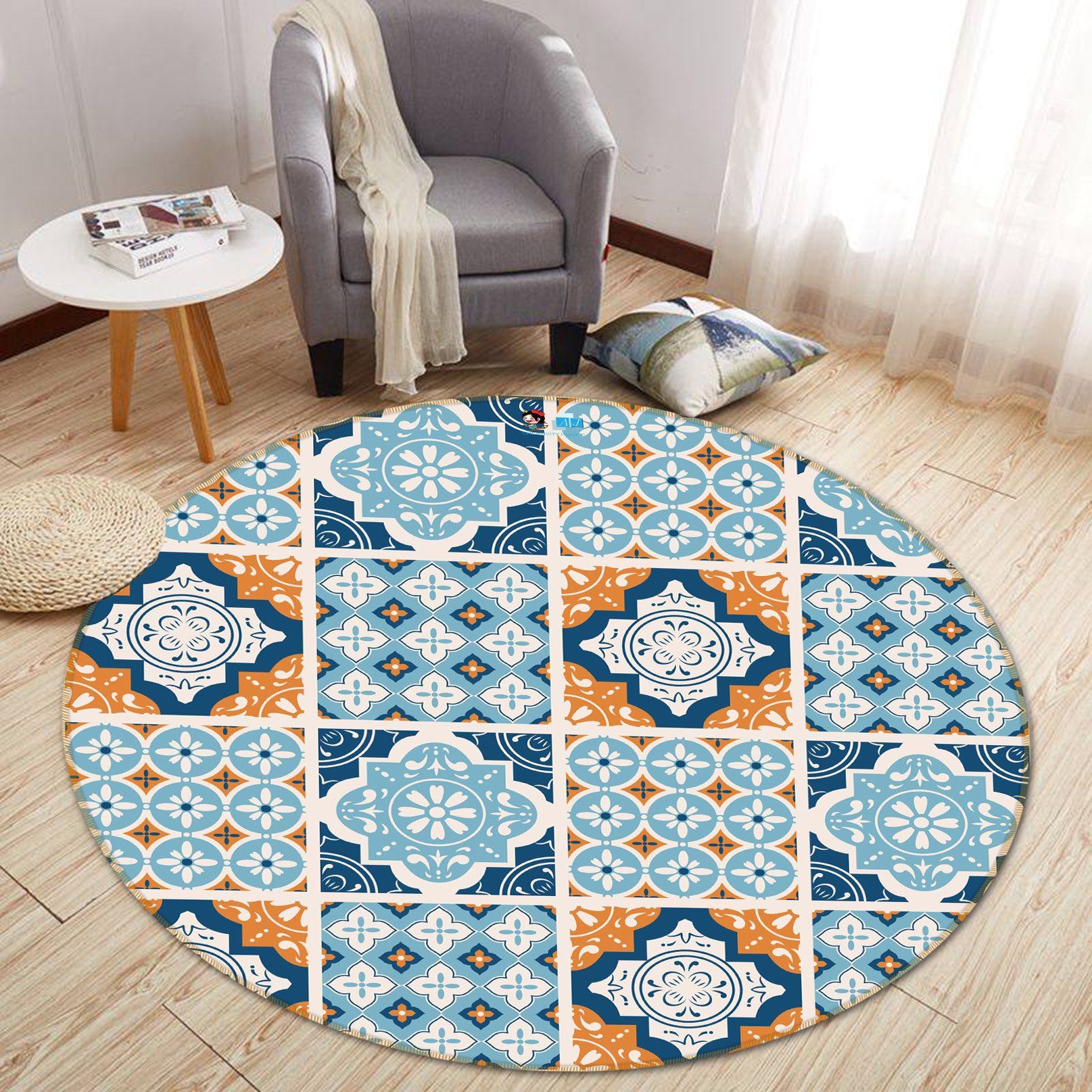 3D Blue Pattern 276 Round Non Slip Rug Mat Mat AJ Creativity Home 