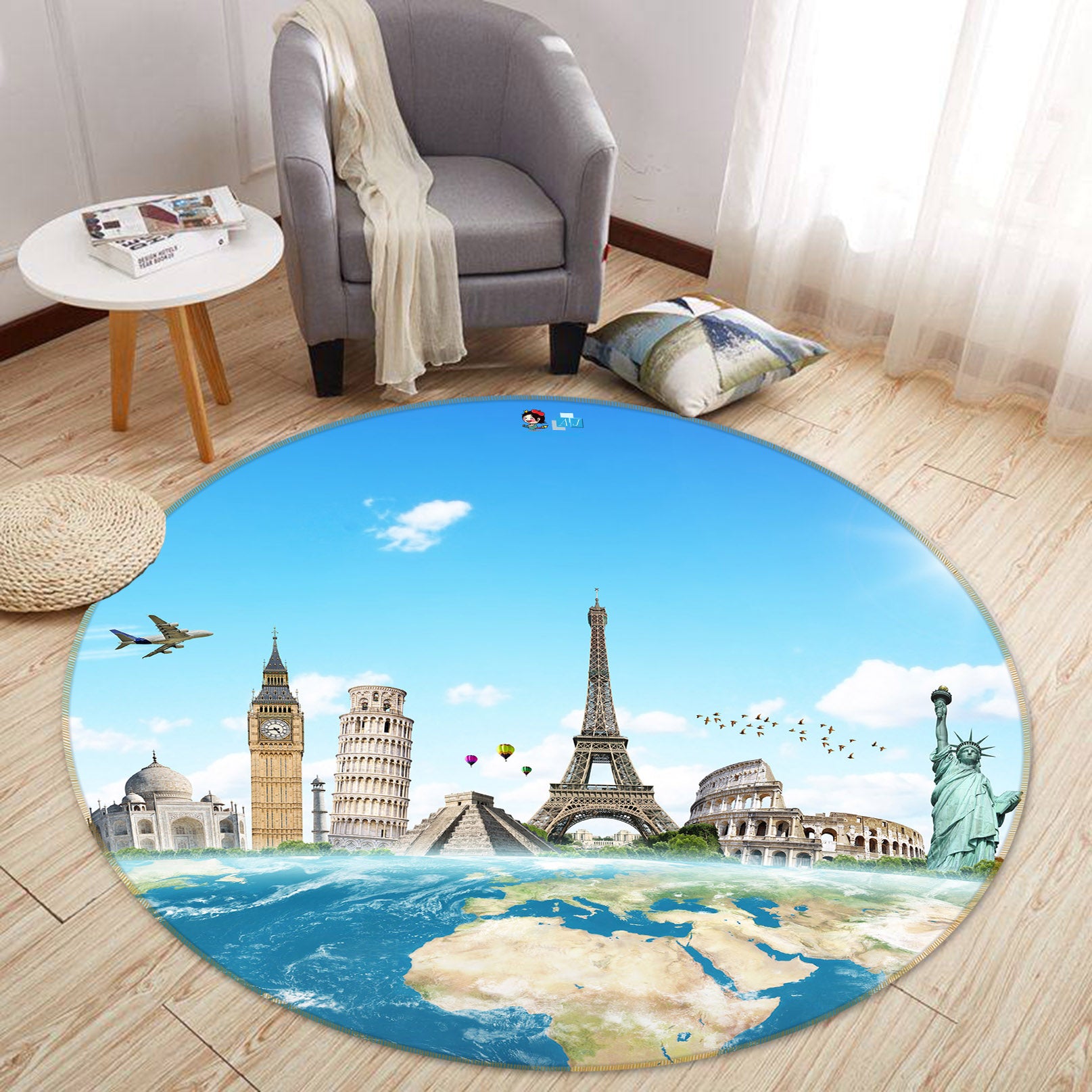 3D Global Tour 72101 Round Non Slip Rug Mat