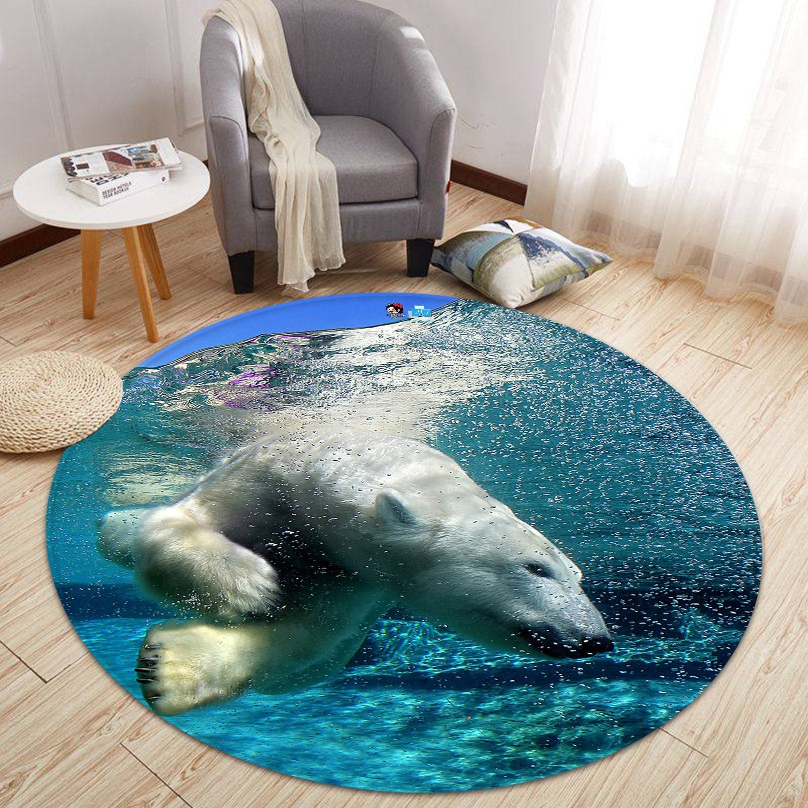3D Polar Bear 567 Round Non Slip Rug Mat Mat AJ Creativity Home 