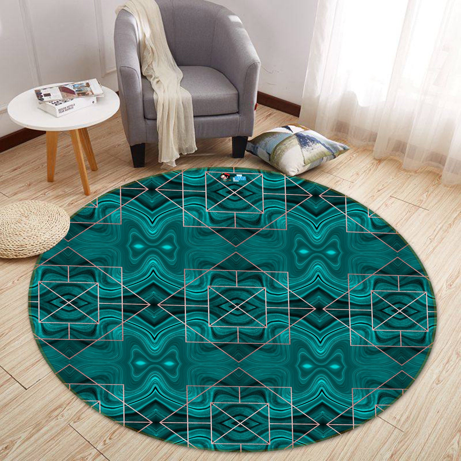 3D Green Pattern 83047 Andrea haase Rug Round Non Slip Rug Mat