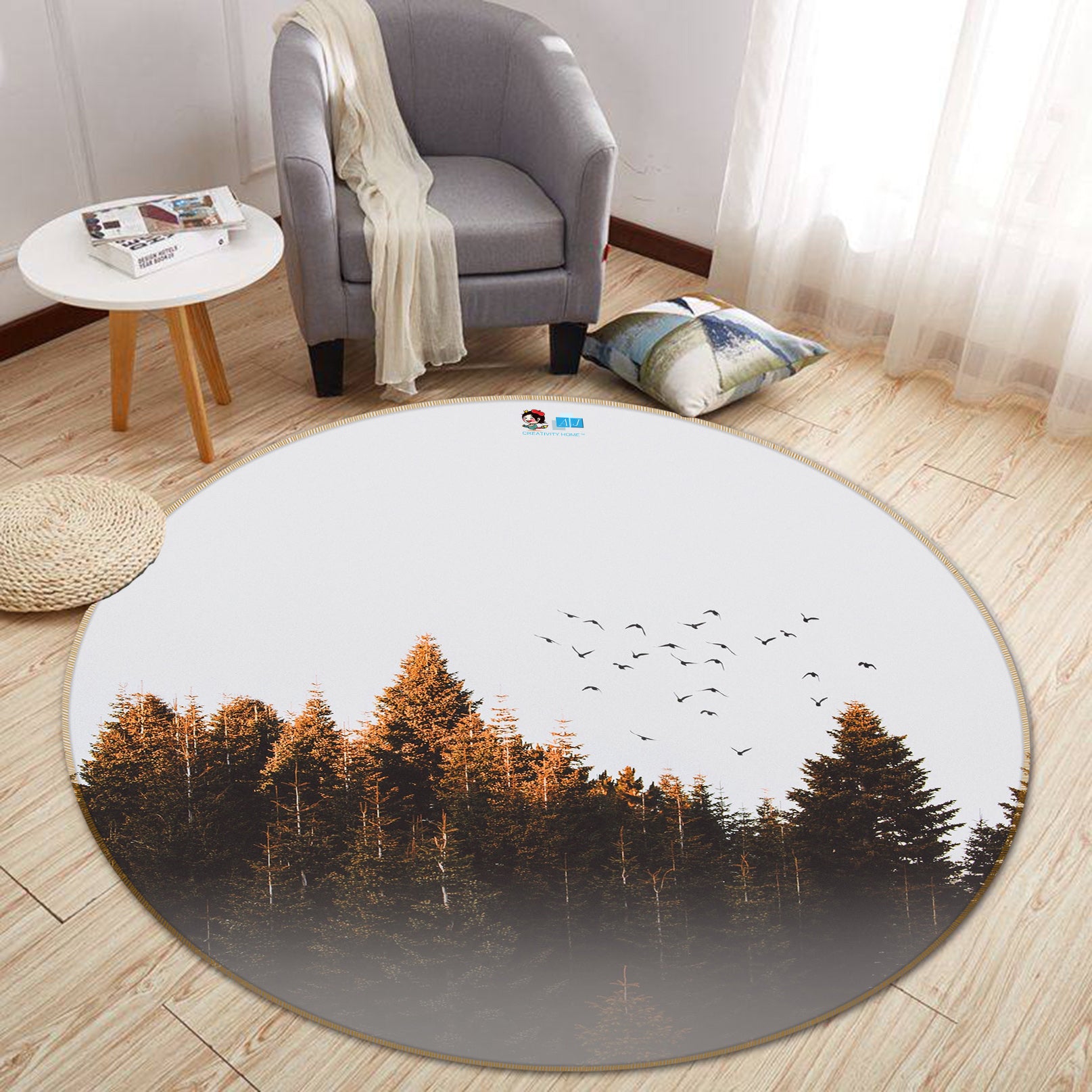3D Forest 64101 Round Non Slip Rug Mat