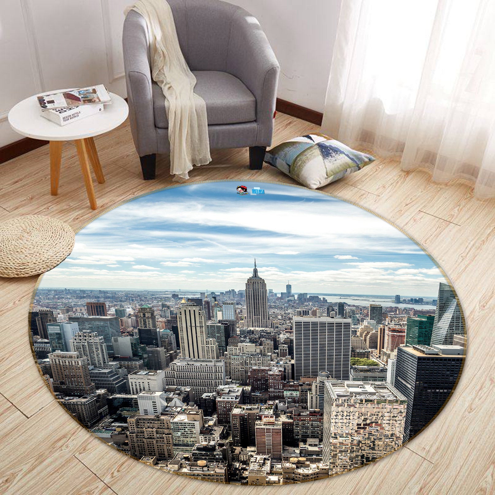 3D New York City 72168 Round Non Slip Rug Mat