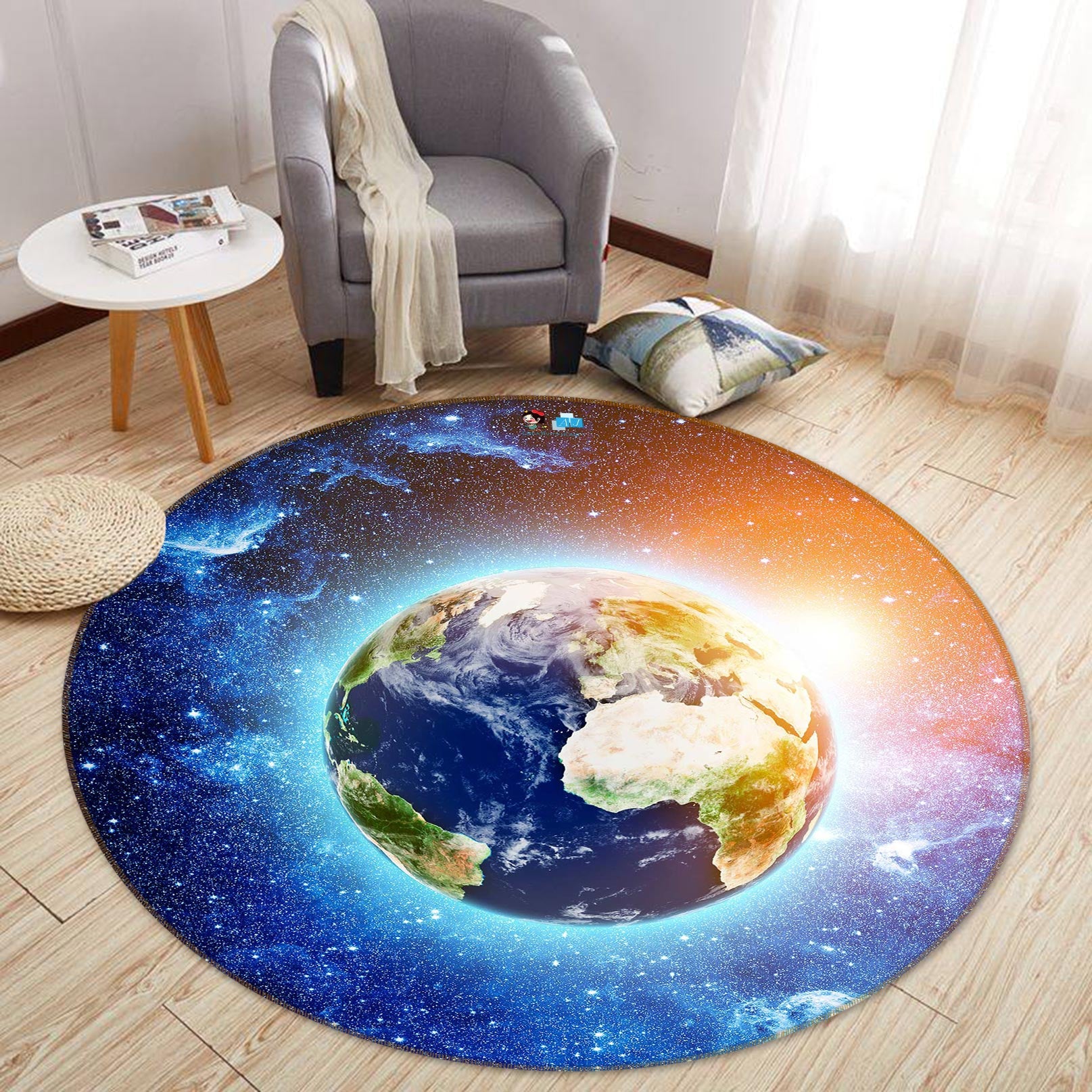 3D Earth 72211 Round Non Slip Rug Mat