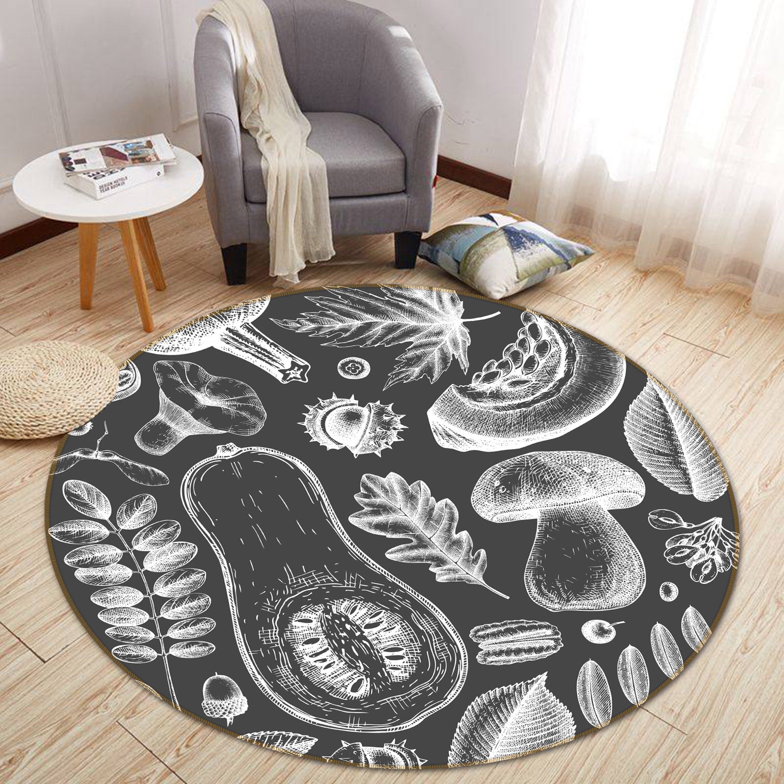 3D Vegetables 71233 Round Non Slip Rug Mat
