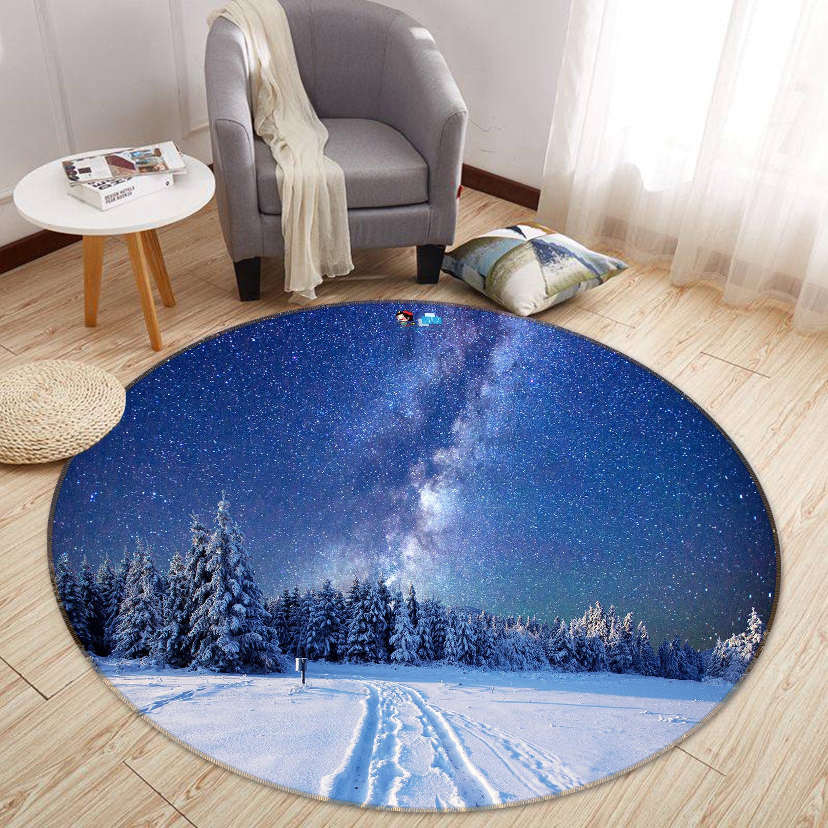 3D Snowfield 81010 Round Non Slip Rug Mat