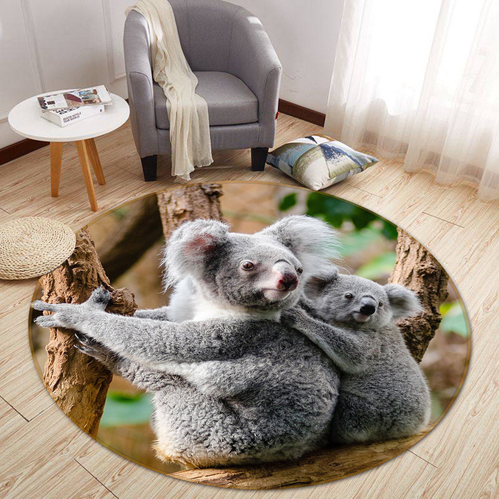 3D Koala 021 Animal Round Non Slip Rug Mat Mat AJ Creativity Home 