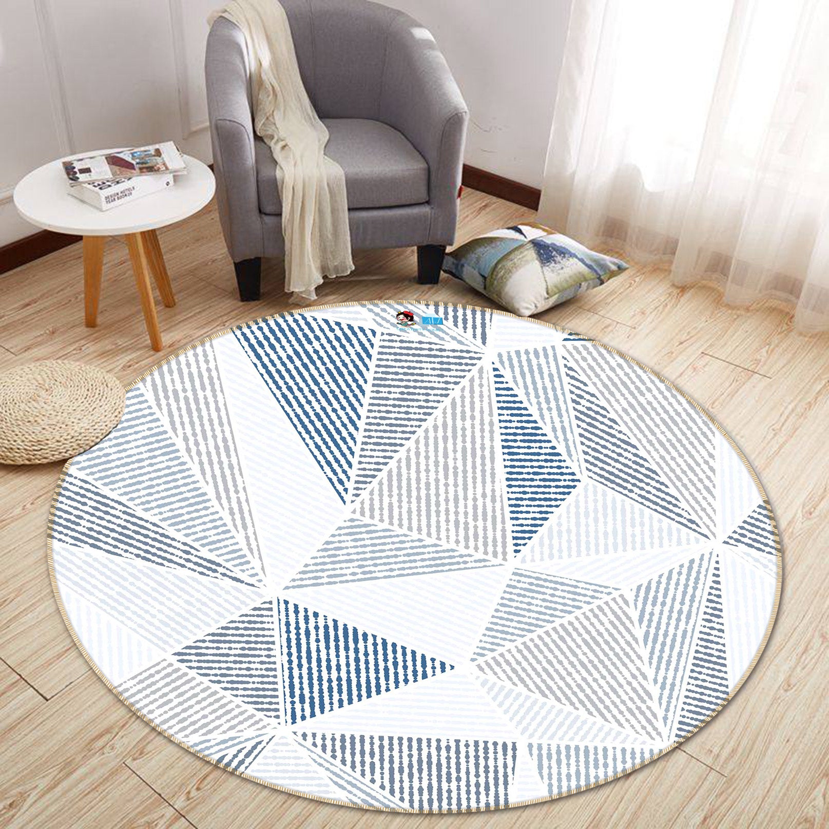 3D Triangle 64126 Round Non Slip Rug Mat