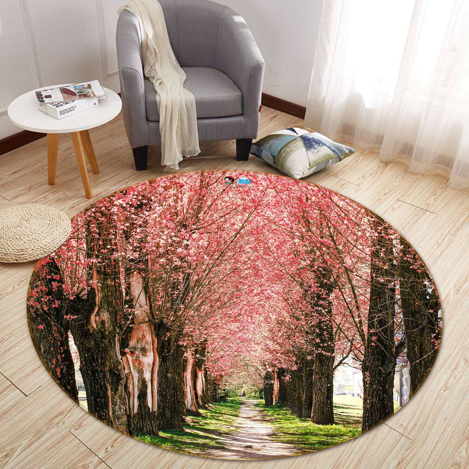 3D tree Aisle 66201 Round Non Slip Rug Mat