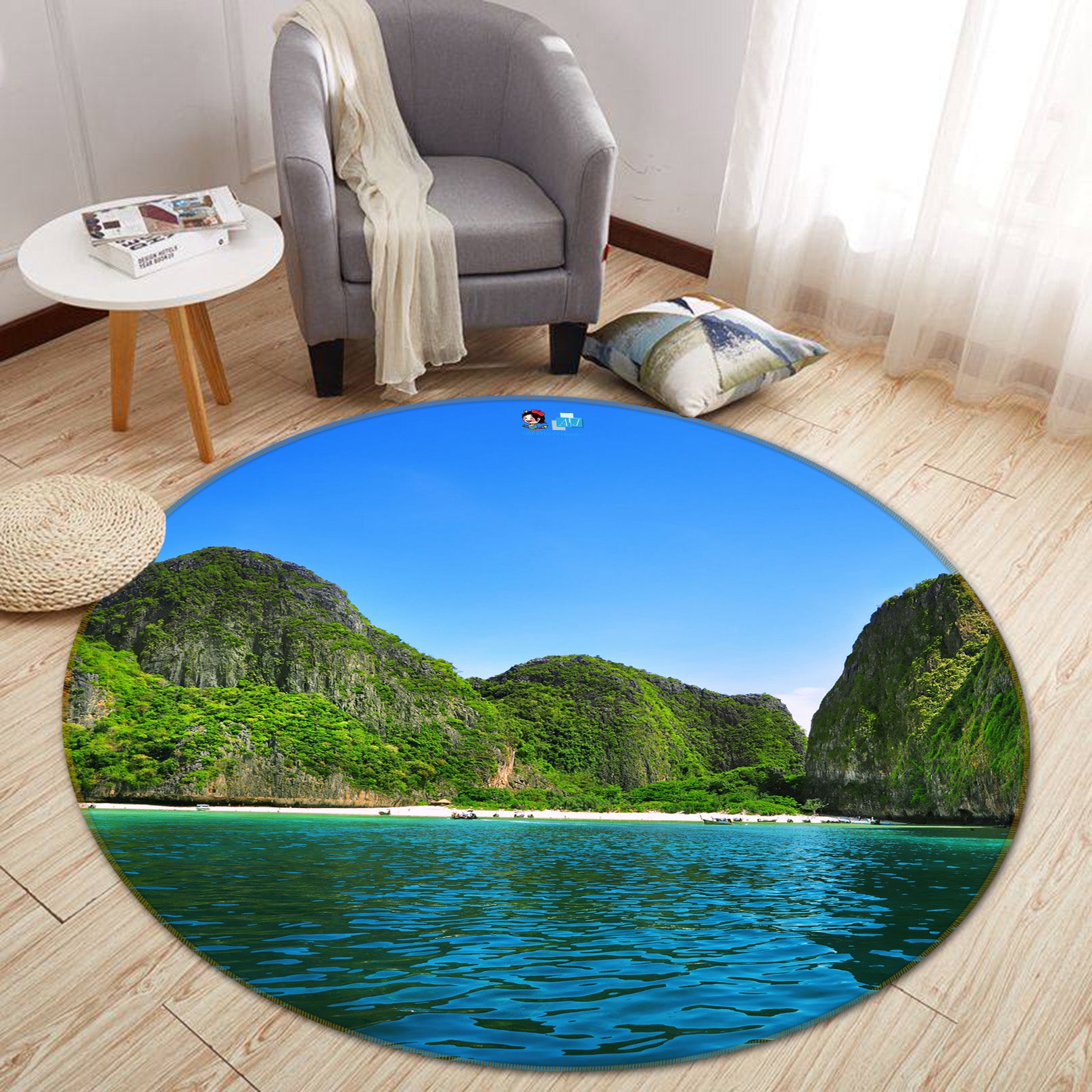 3D Mountains Rivers 72060 Round Non Slip Rug Mat