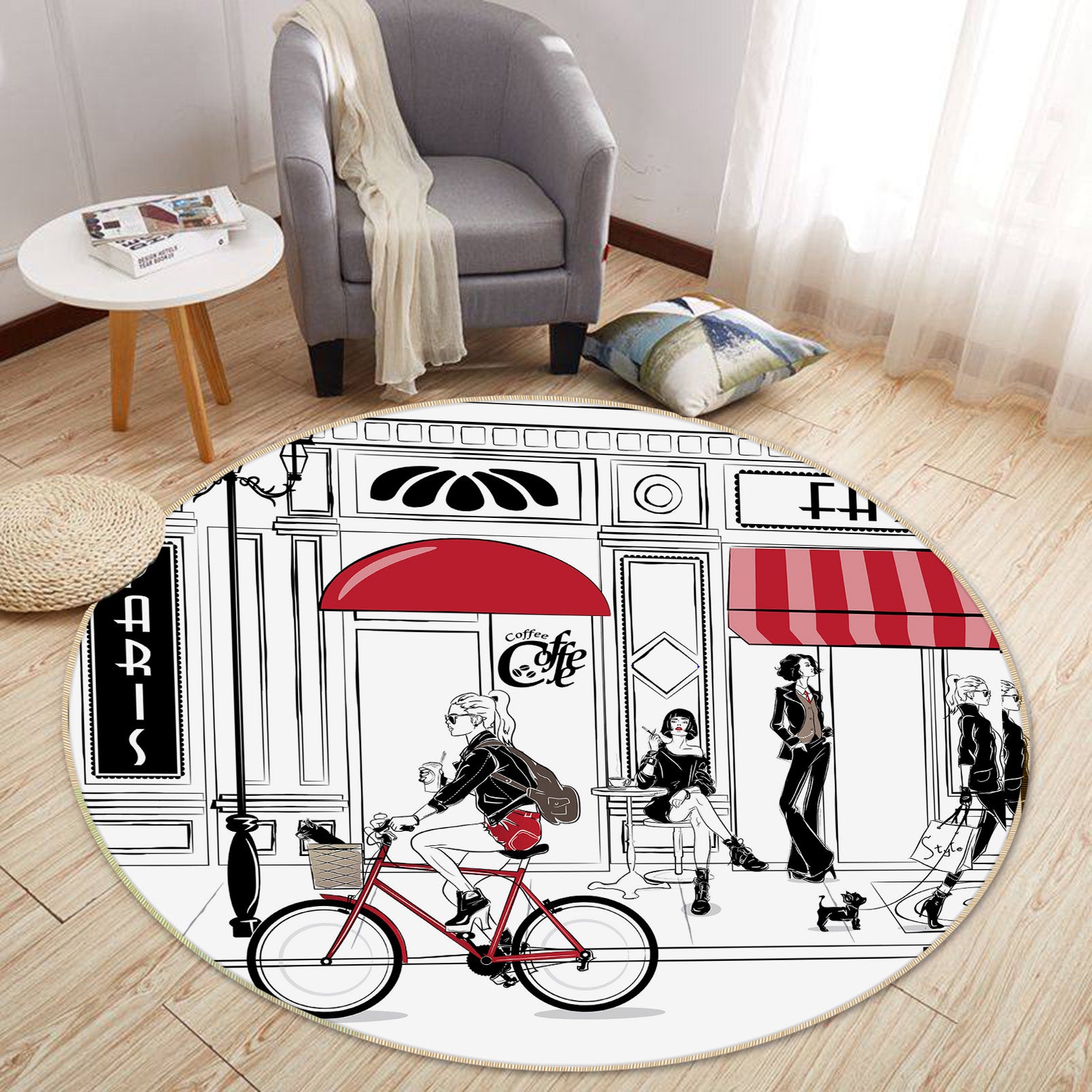 3D Street 37031 Round Non Slip Rug Mat