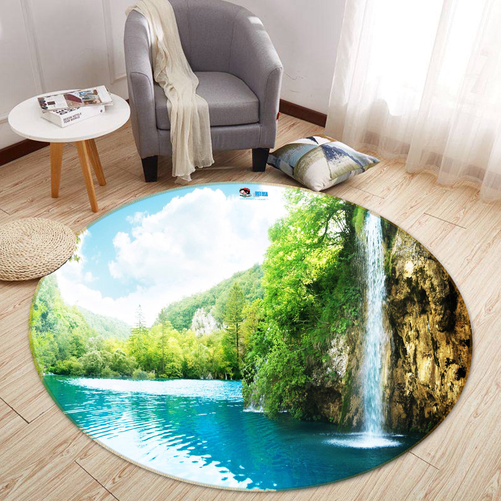 3D Landscape 72207 Round Non Slip Rug Mat