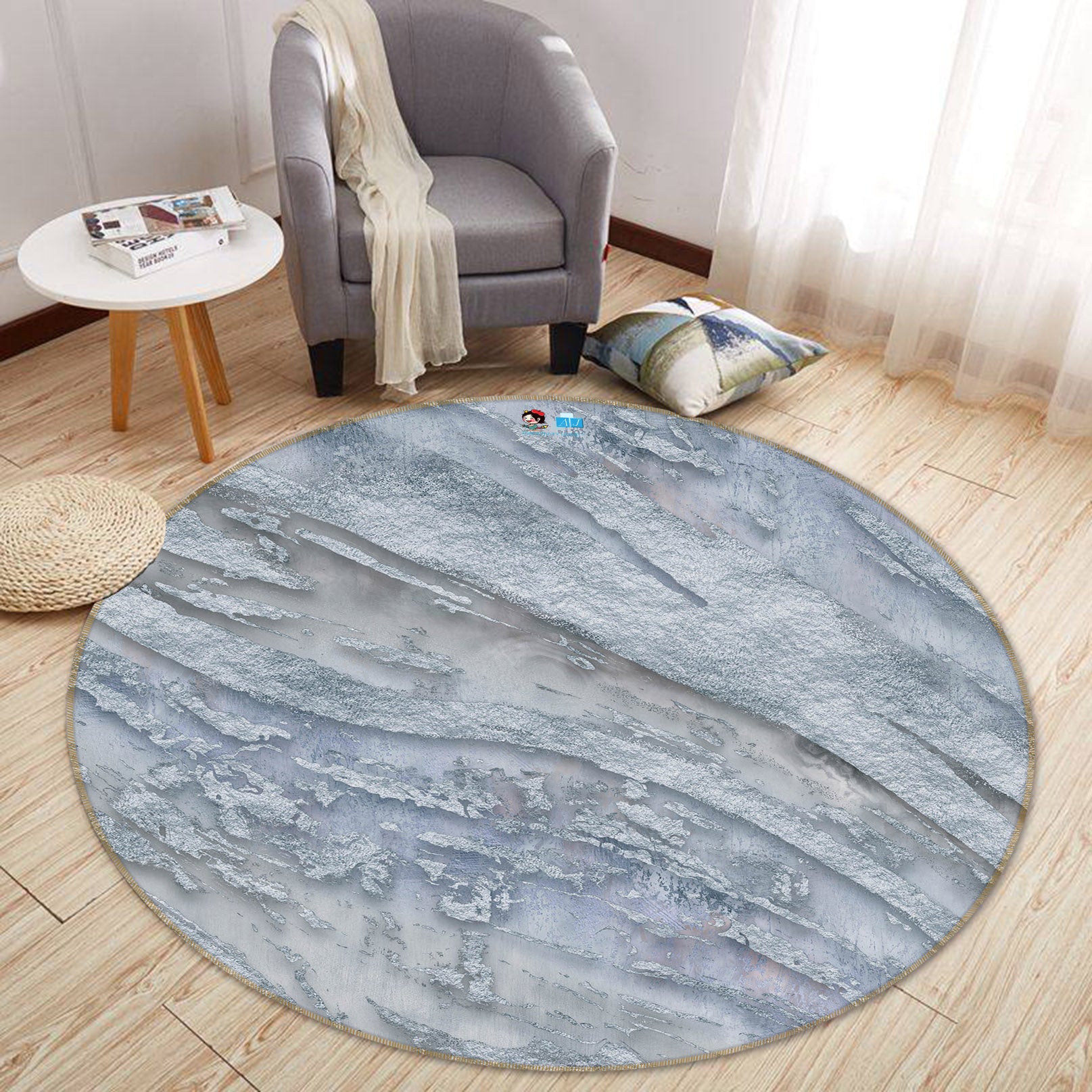 3D Gray Texture 83063 Andrea haase Rug Round Non Slip Rug Mat