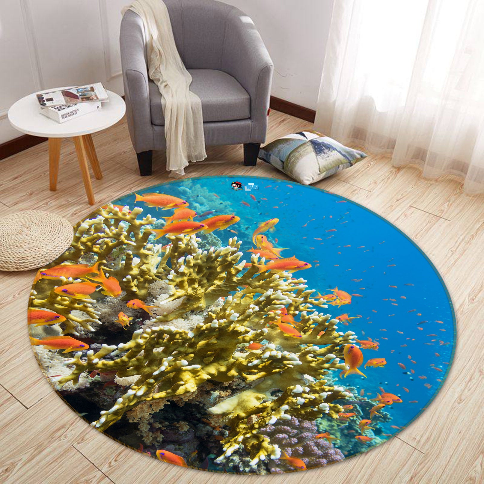 3D Coral Fish 69131 Round Non Slip Rug Mat