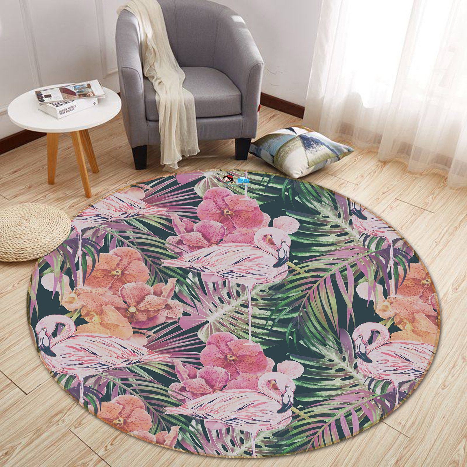 3D Flamingo Flower 271 Round Non Slip Rug Mat Mat AJ Creativity Home 