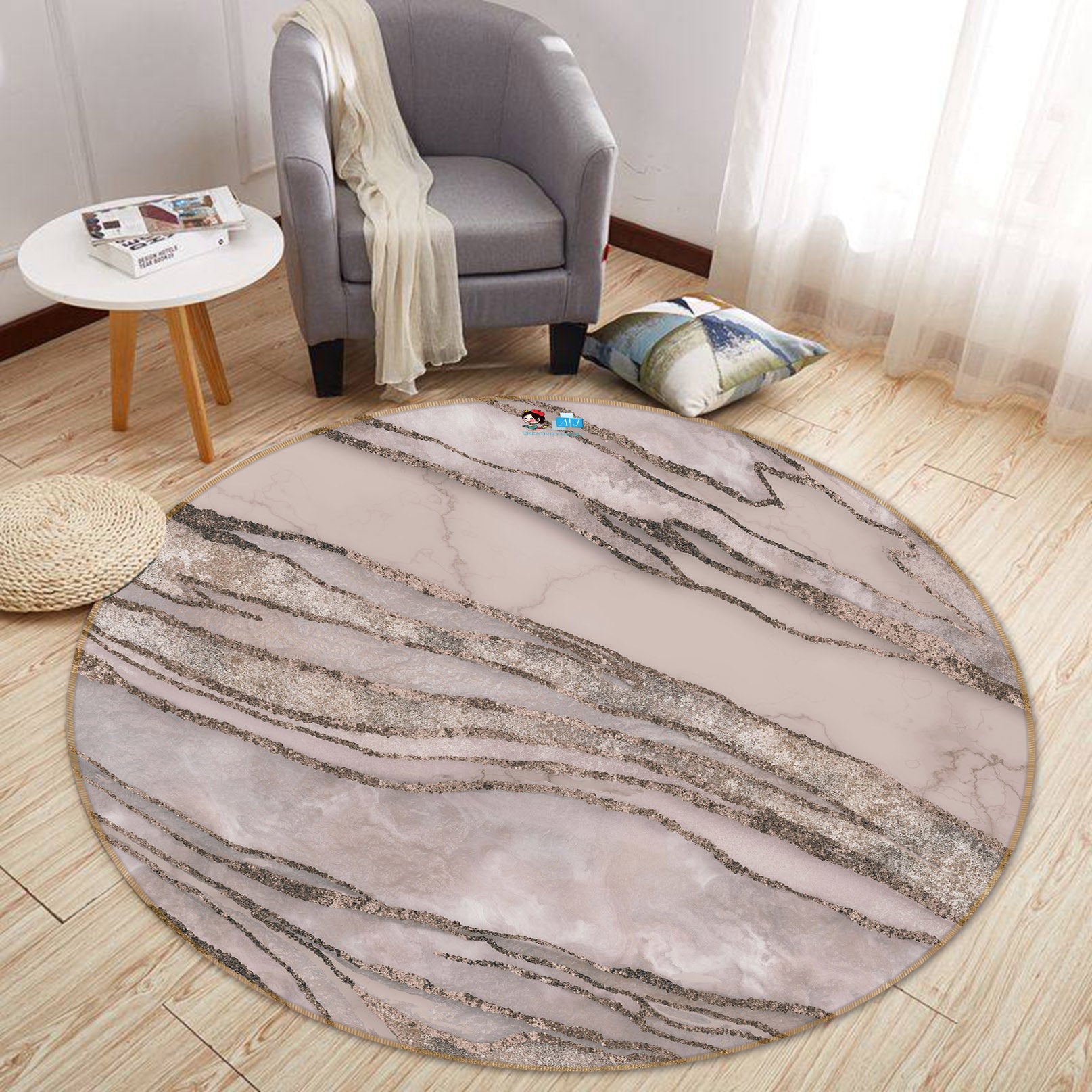 3D Brown Texture 83056 Andrea haase Rug Round Non Slip Rug Mat
