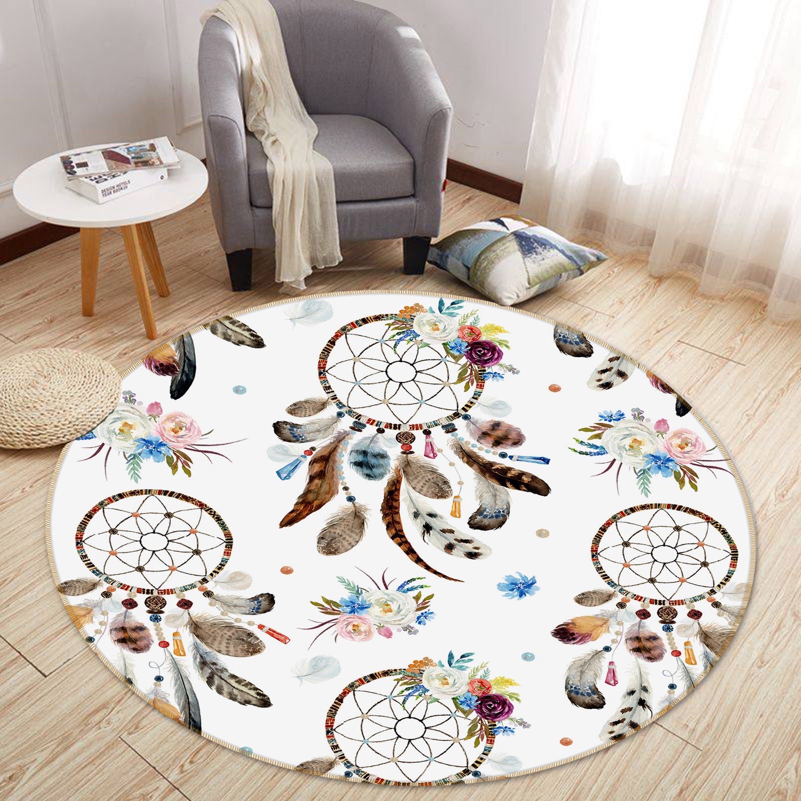 3D Many Dream Catchers 29034 Round Non Slip Rug Mat