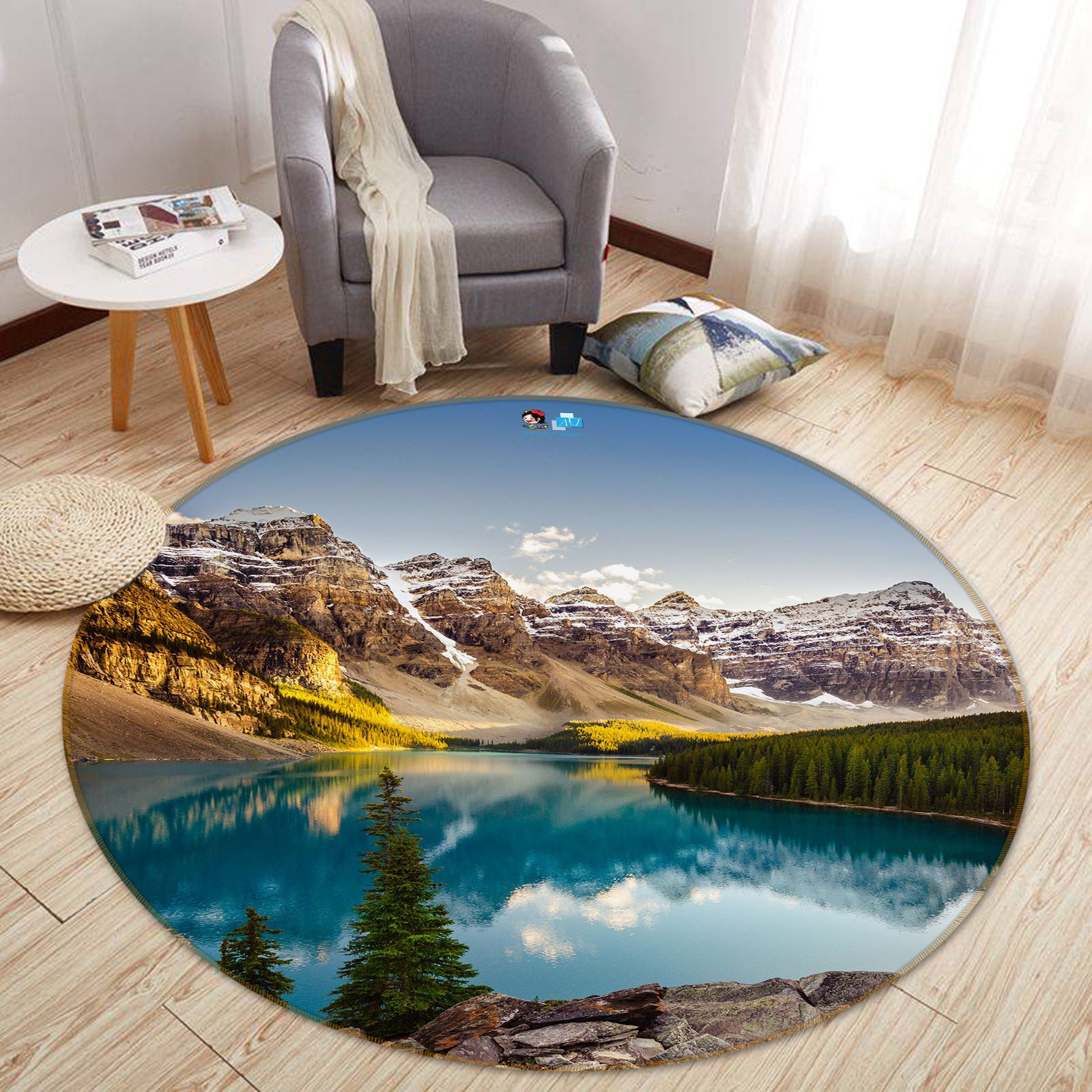 3D Mountains Rivers 69082 Round Non Slip Rug Mat