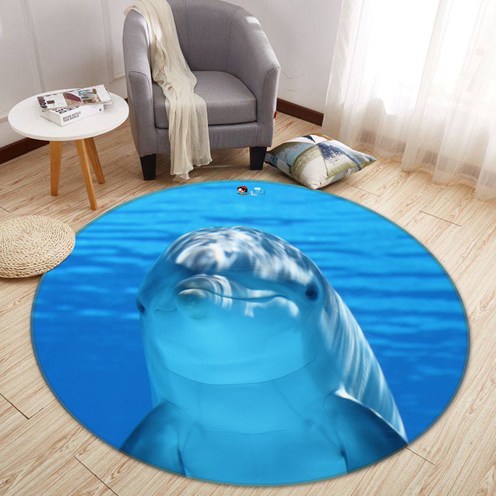 3D Dolphin 74033 Round Non Slip Rug Mat