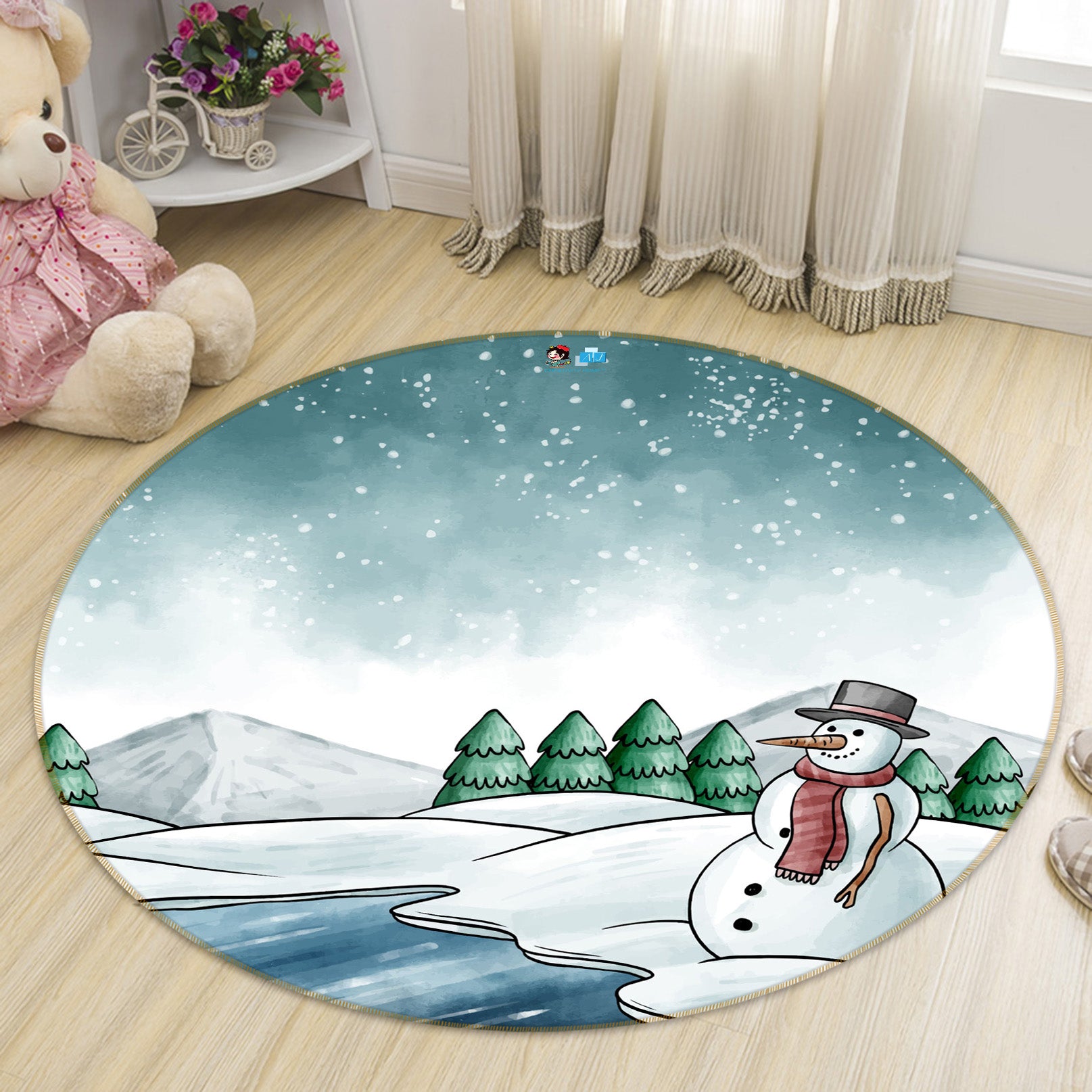 3D Snowfield 71277 Round Non Slip Rug Mat