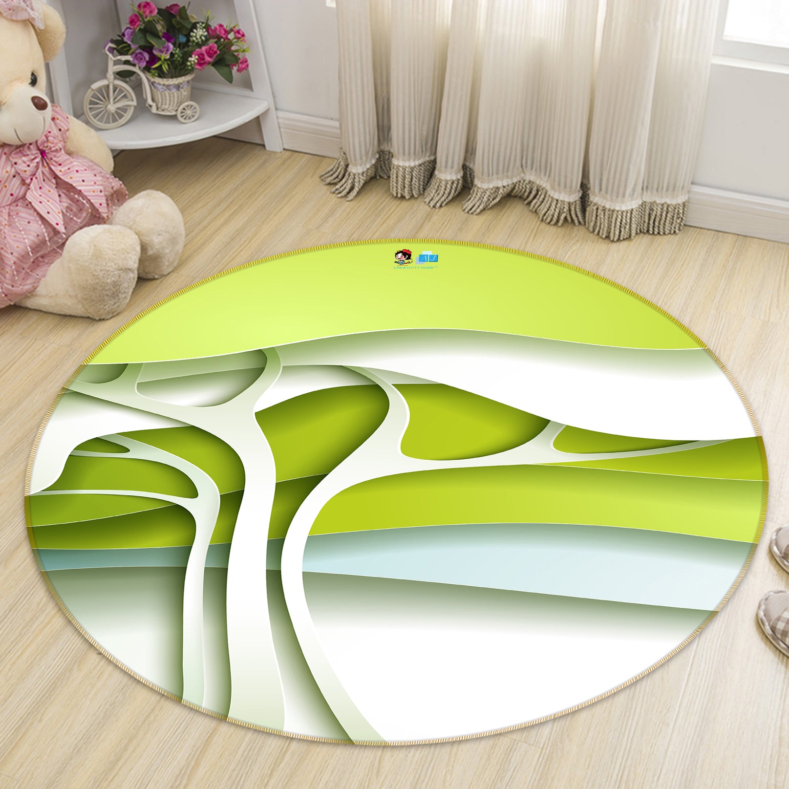 3D Abstract Tree 74145 Round Non Slip Rug Mat