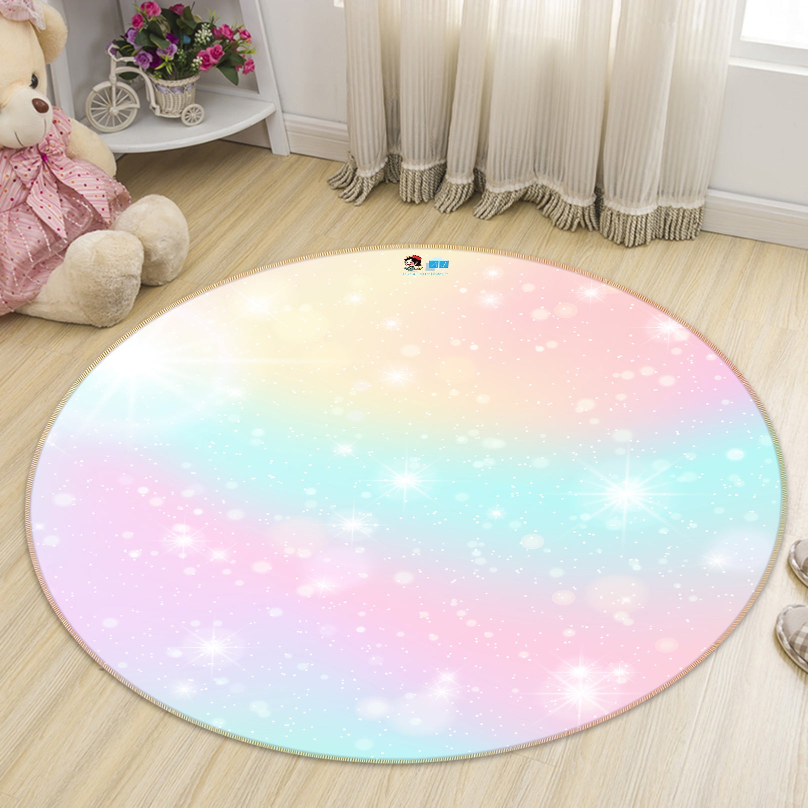 3D Color Star Point 81026 Round Non Slip Rug Mat