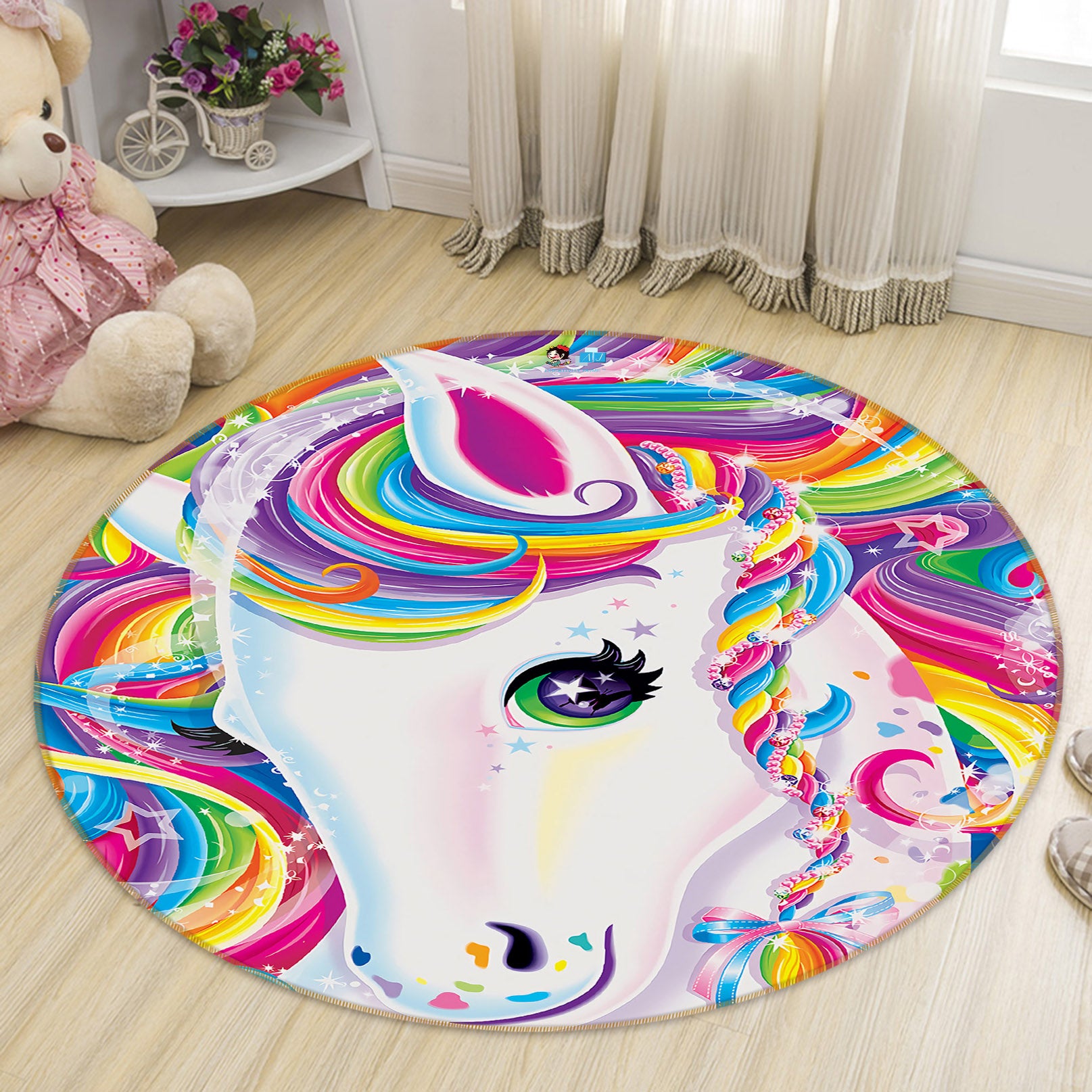 3D Color Horse 74004 Round Non Slip Rug Mat