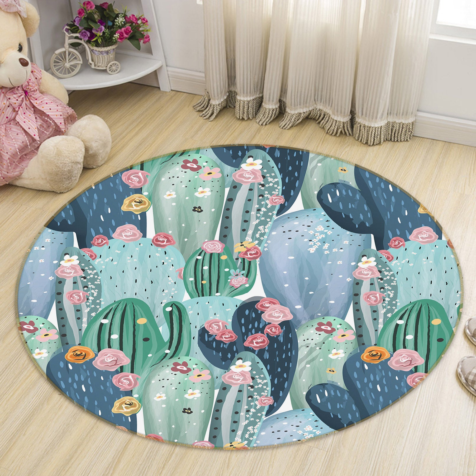 3D Cactus 29077 Round Non Slip Rug Mat