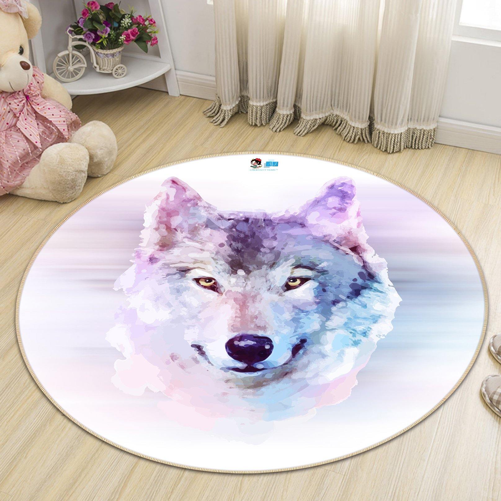 3D Painting Wolf Head 077 Round Non Slip Rug Mat Mat AJ Creativity Home 