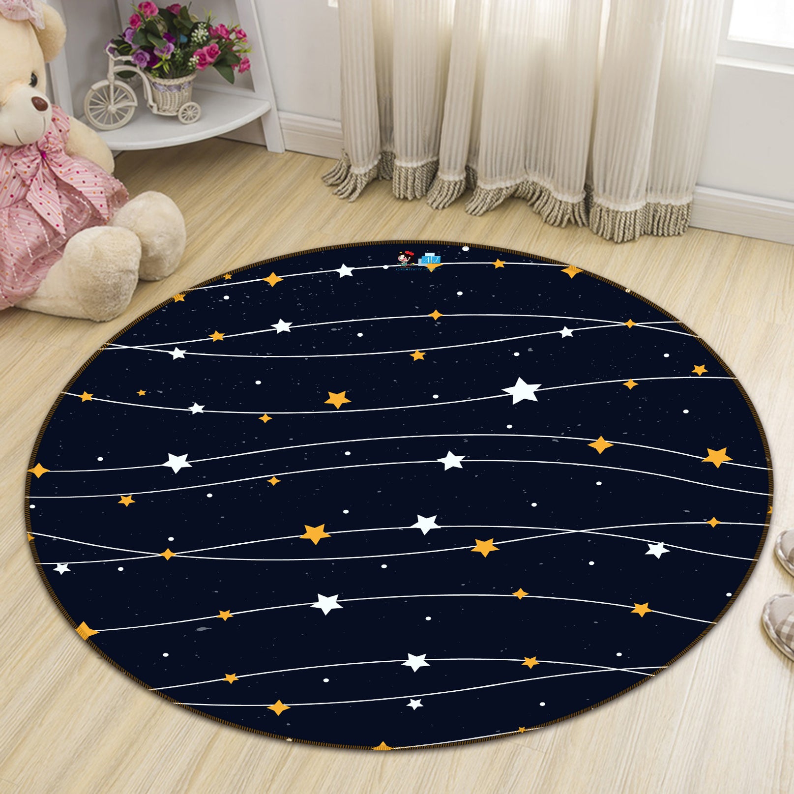 3D Five-Pointed Star 64075 Round Non Slip Rug Mat