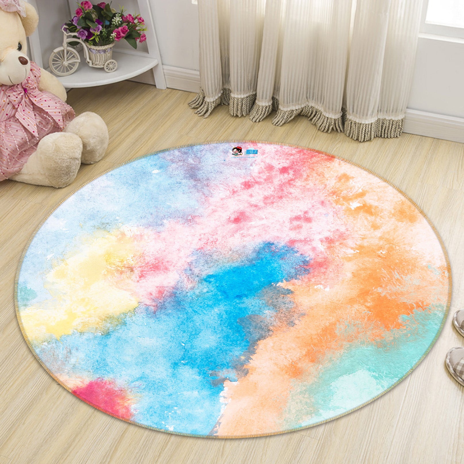3D Color Cloud 71286 Round Non Slip Rug Mat