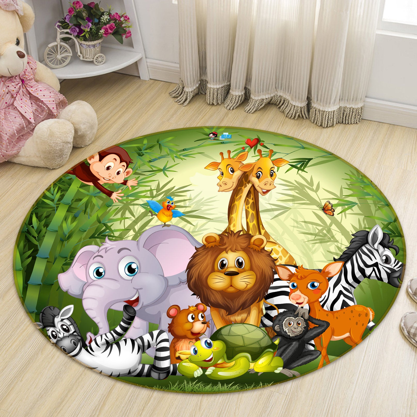 3D Animals 81235 Round Non Slip Rug Mat
