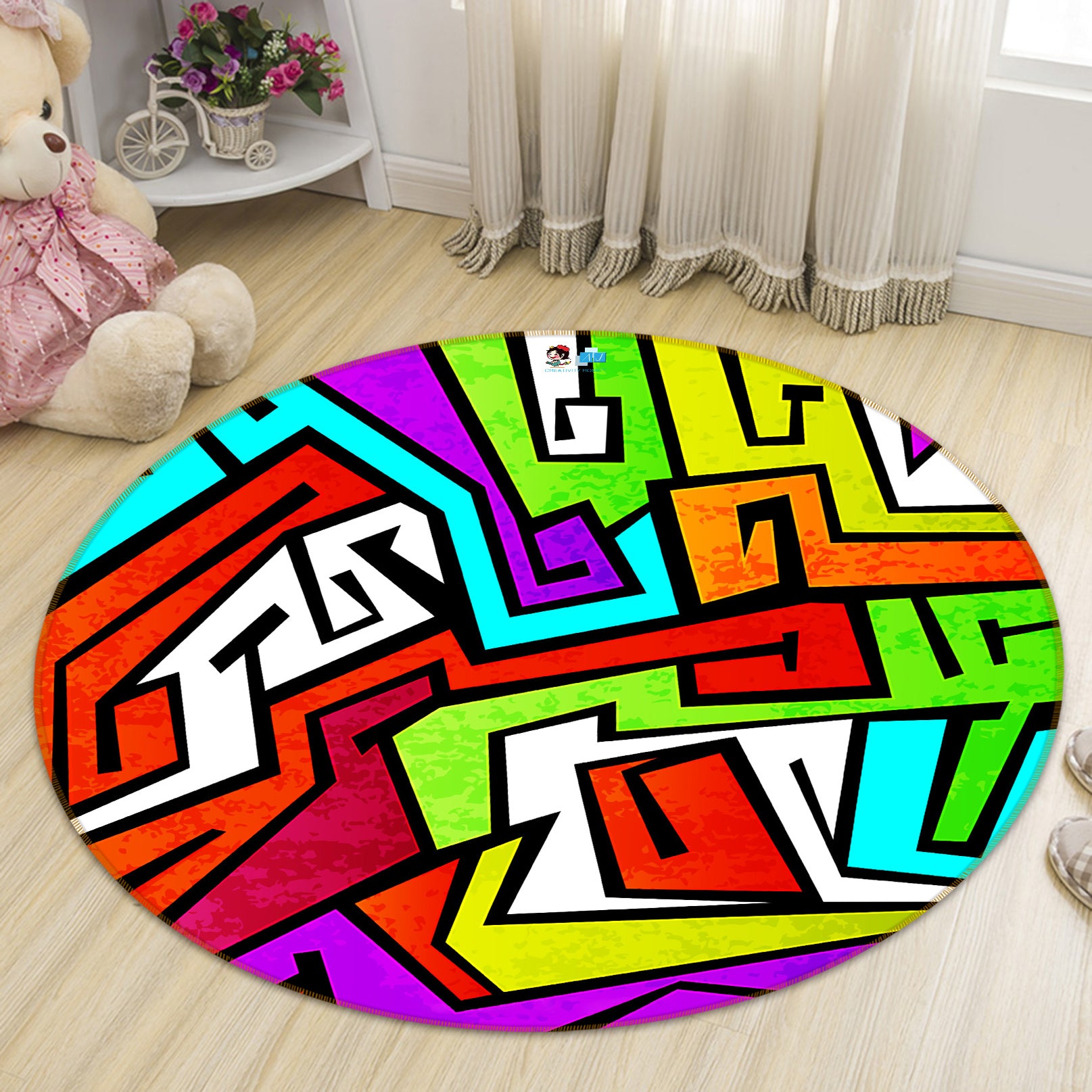 3D Color Pattern 81251 Round Non Slip Rug Mat